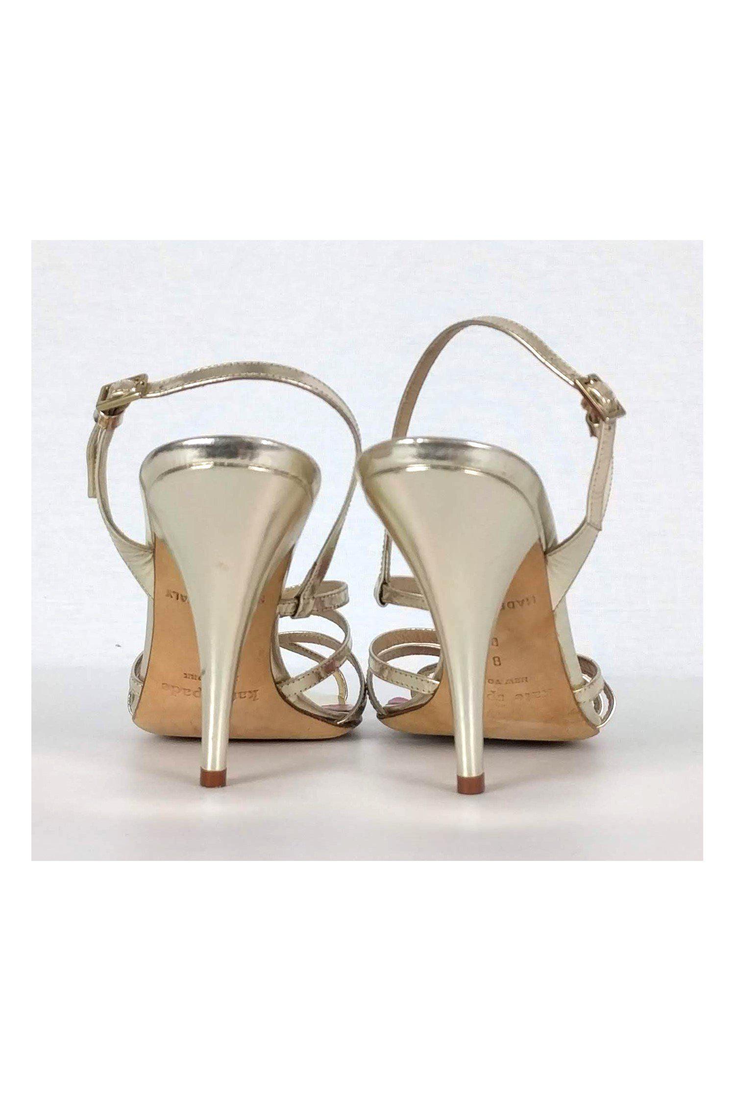 Kate Spade Shimmering Gold Strappy Heels - Size 8