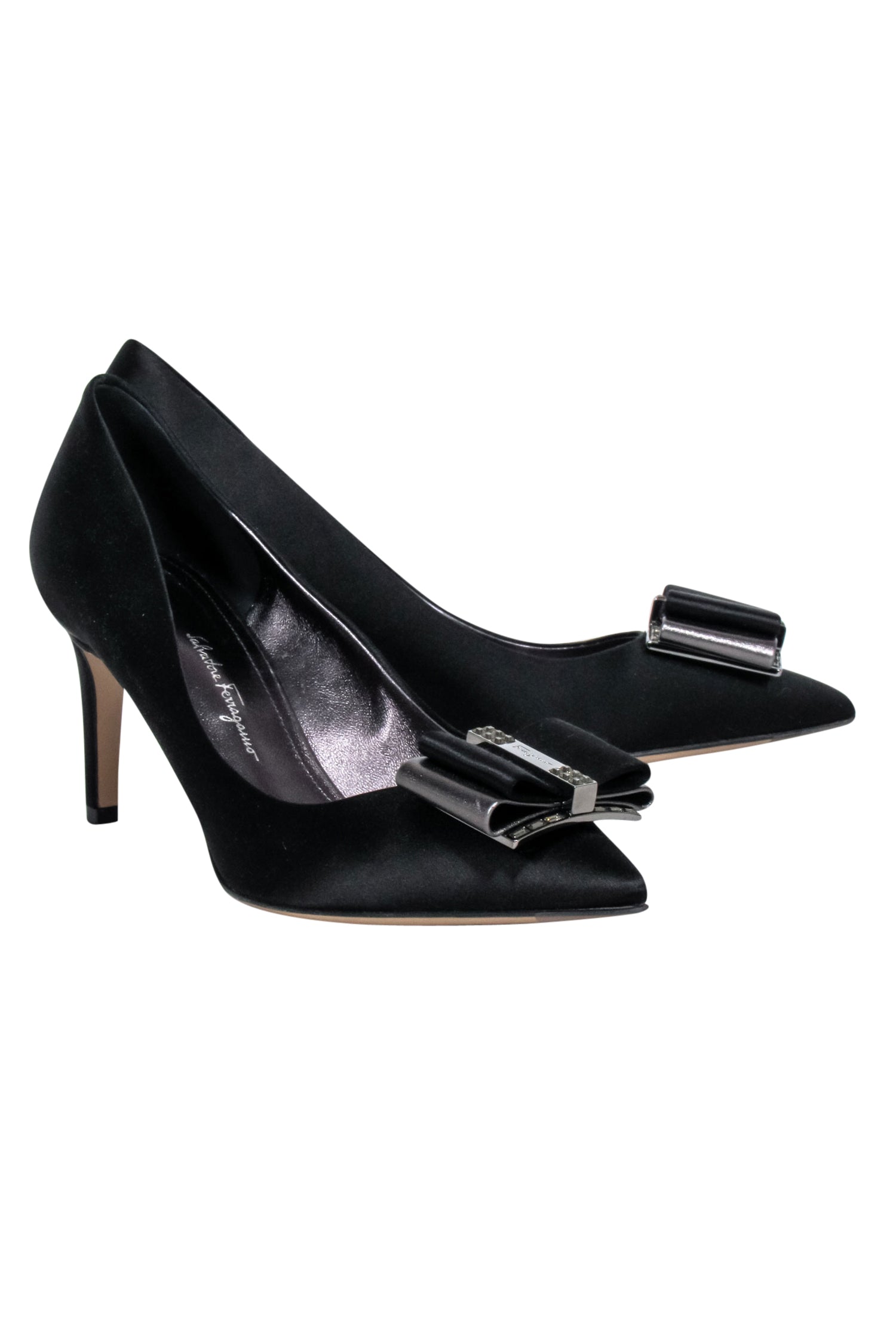 Ferragamo Black Satin Bow Toe Pumps - Size 8: Chic Party Must - Haves