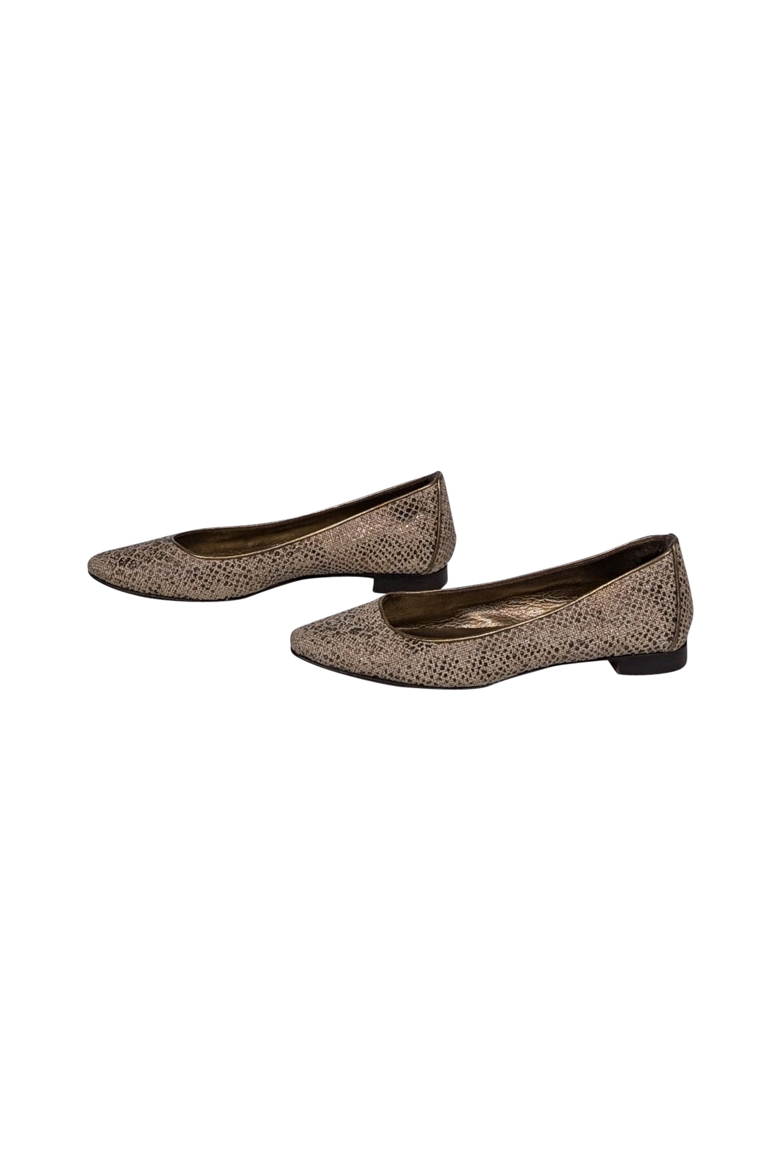 Manolo Blahnik - Exquisite Beige & Bronze Animal Print Flats, Size 8.5
