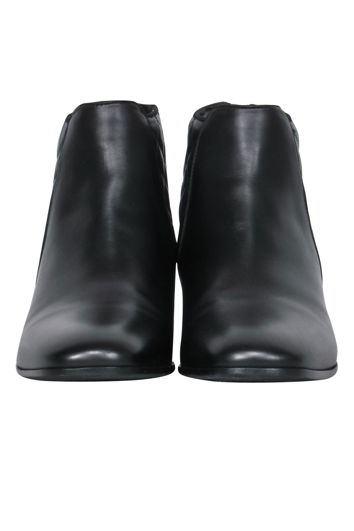 Aquatalia Black Leather Quilted Trim Block Heel Ankle Booties - Size 9