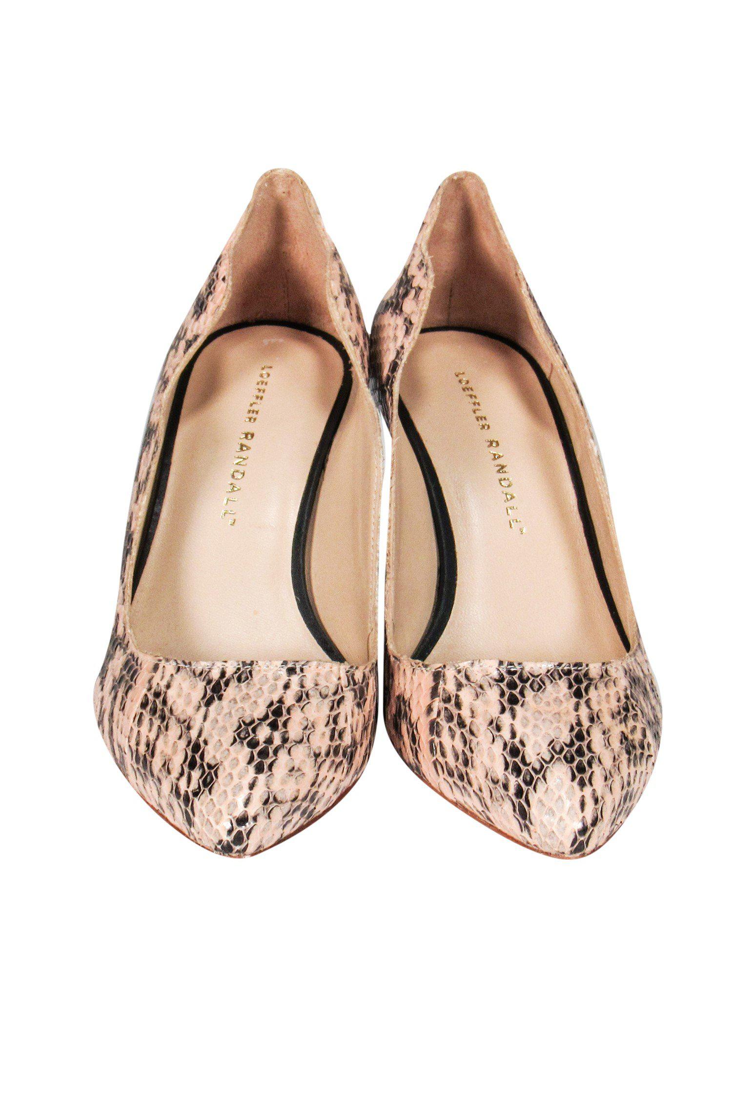 Loeffler Randall - Stunning Pink & Black Snakeskin Pumps with Scalloped Detail, Size 6