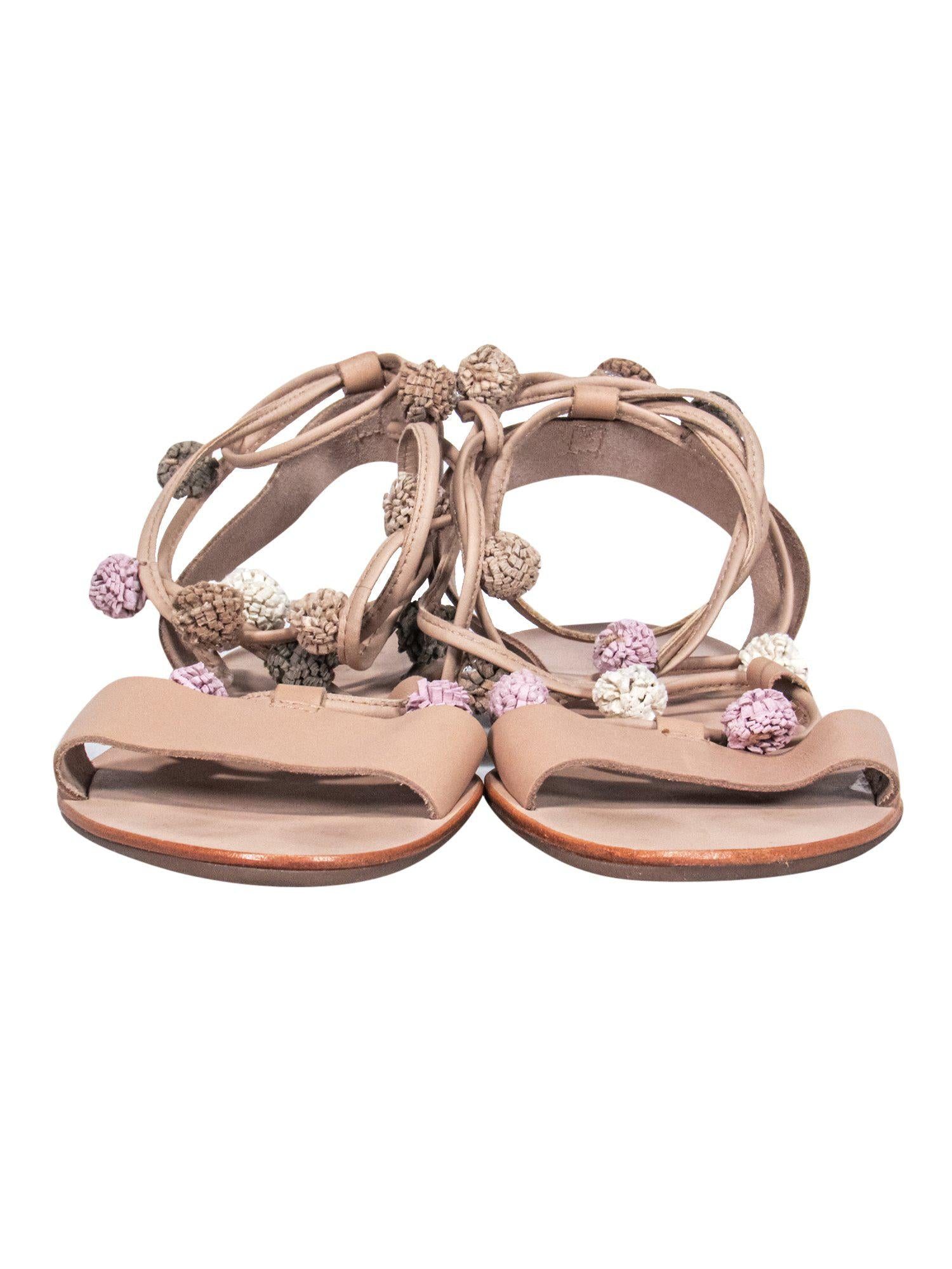 Loeffler Randall - Stunning Tan Strappy Sandals with Baubles, Size 7