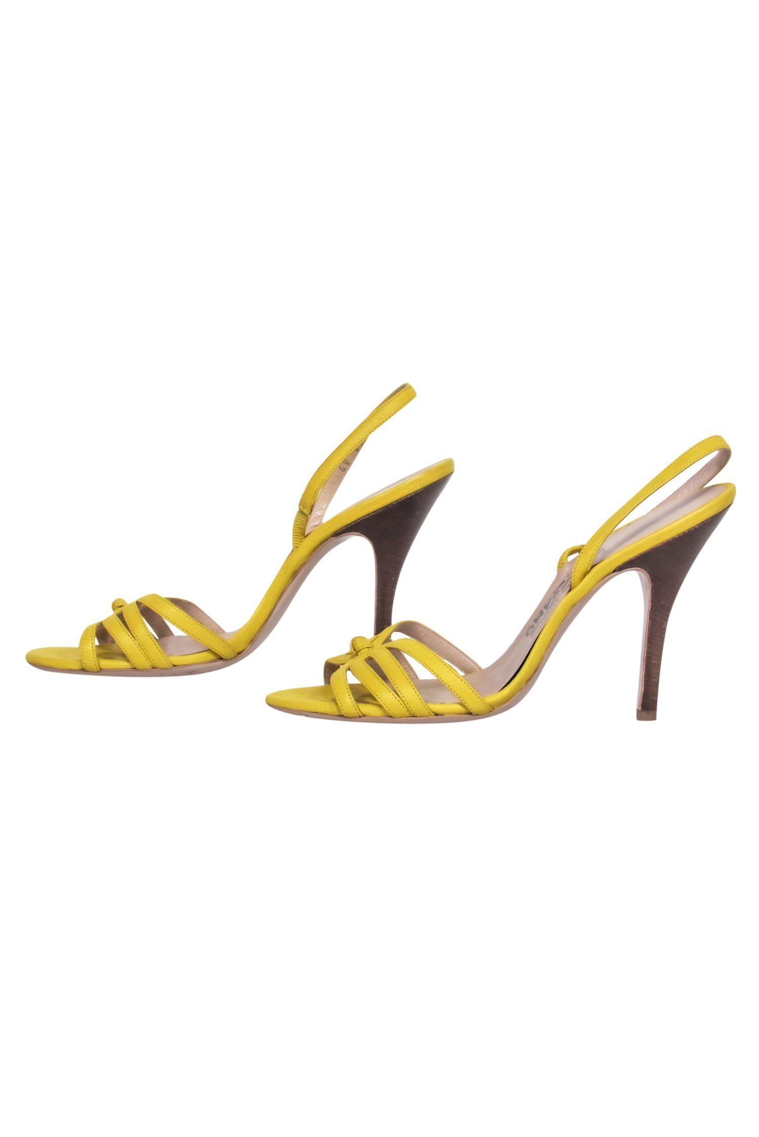 Ferragamo's Stunning Bright Yellow Strappy Slingback Pumps - Size 7