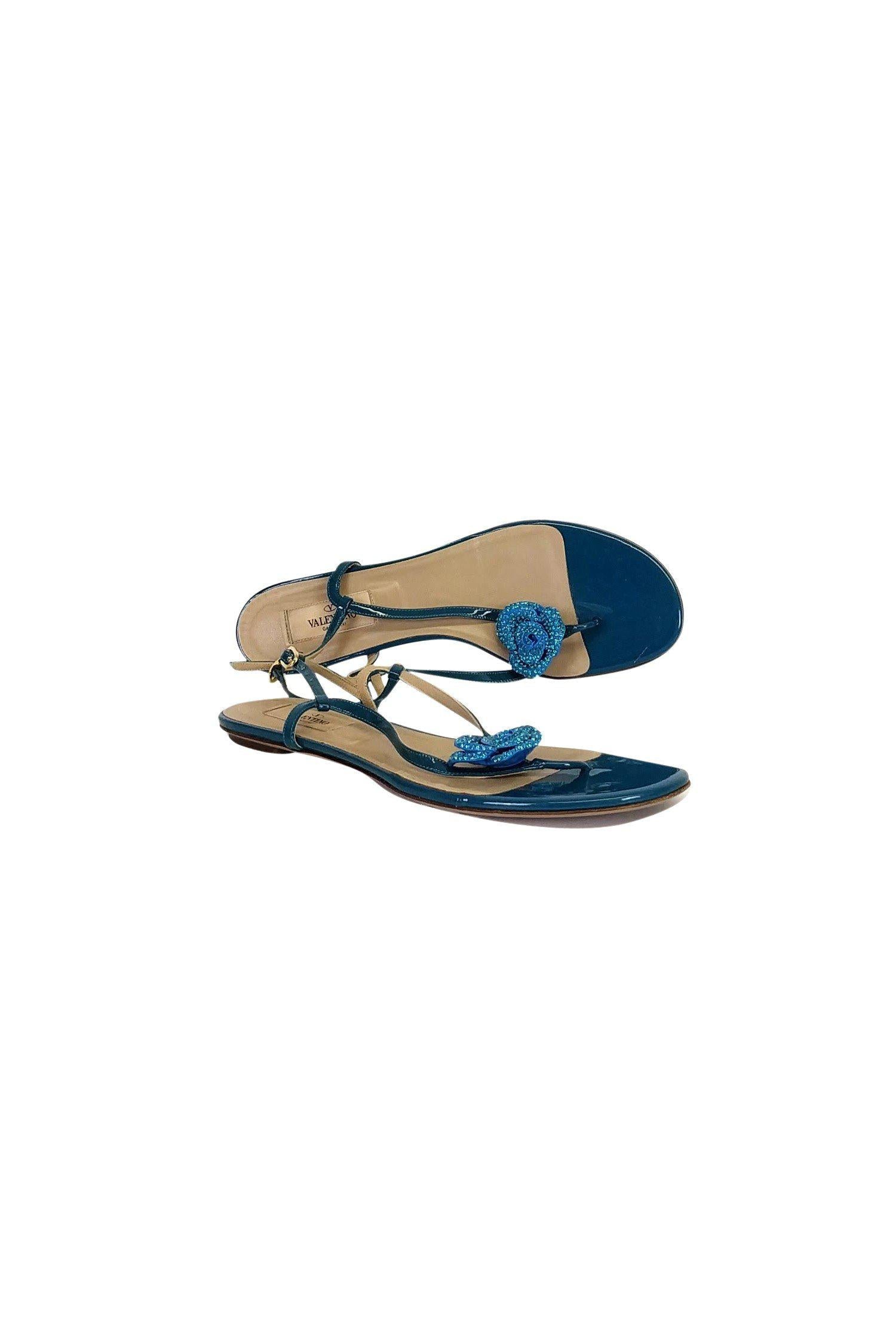 Valentino Teal Floral Dream Sandals - Size 9.5