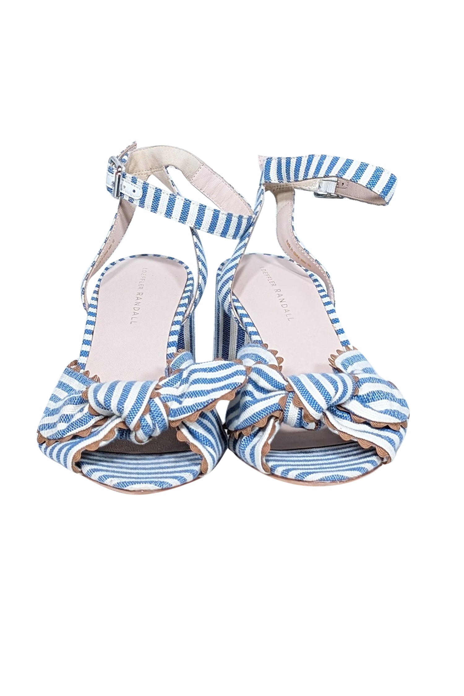 Loeffler Randall Blue & White Stripe Strappy Sandals - Size 10: Summer's Must-Have!