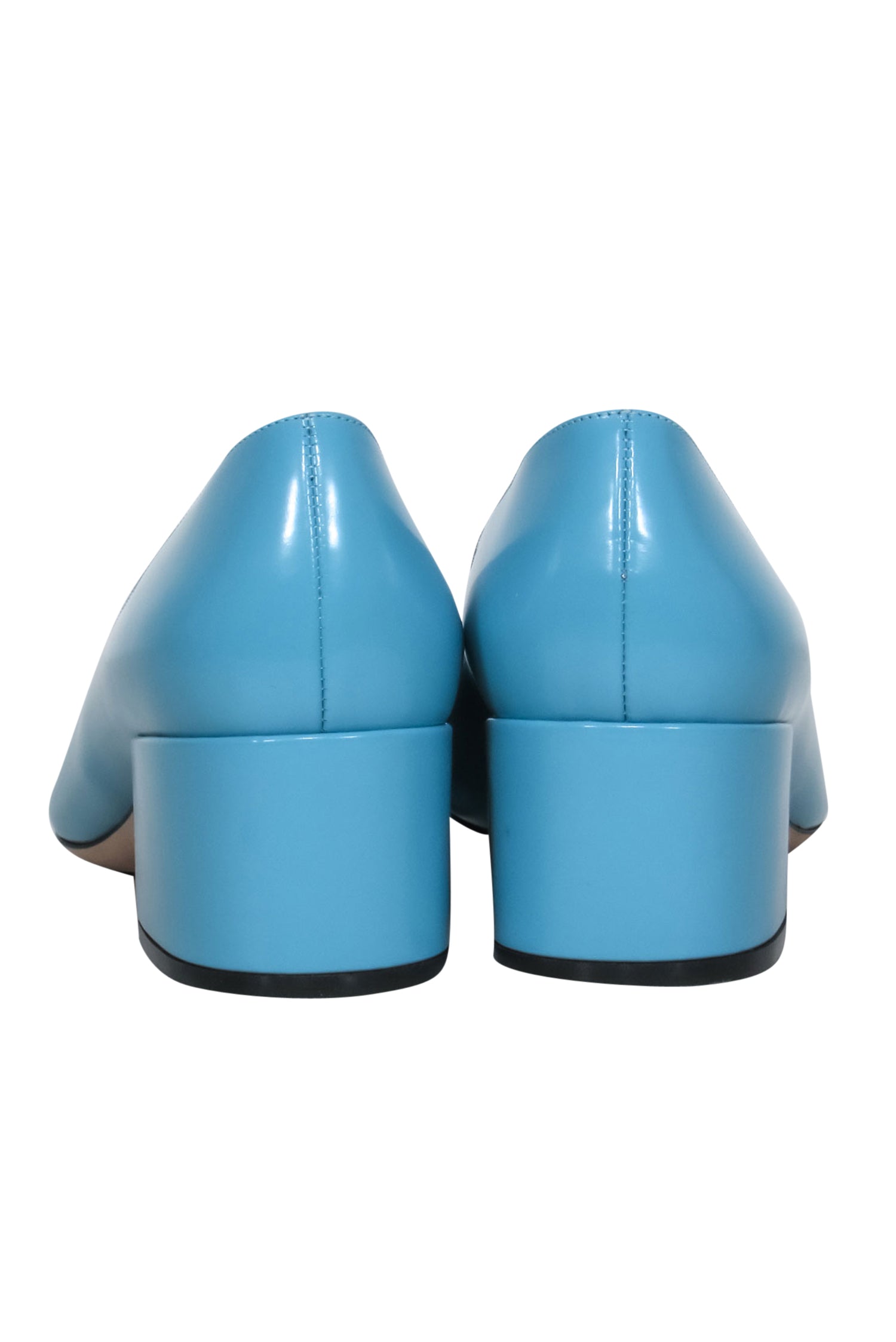 Sergio Rossi Robin Egg Blue Patent Leather Block Heel Pumps - Size 8.5