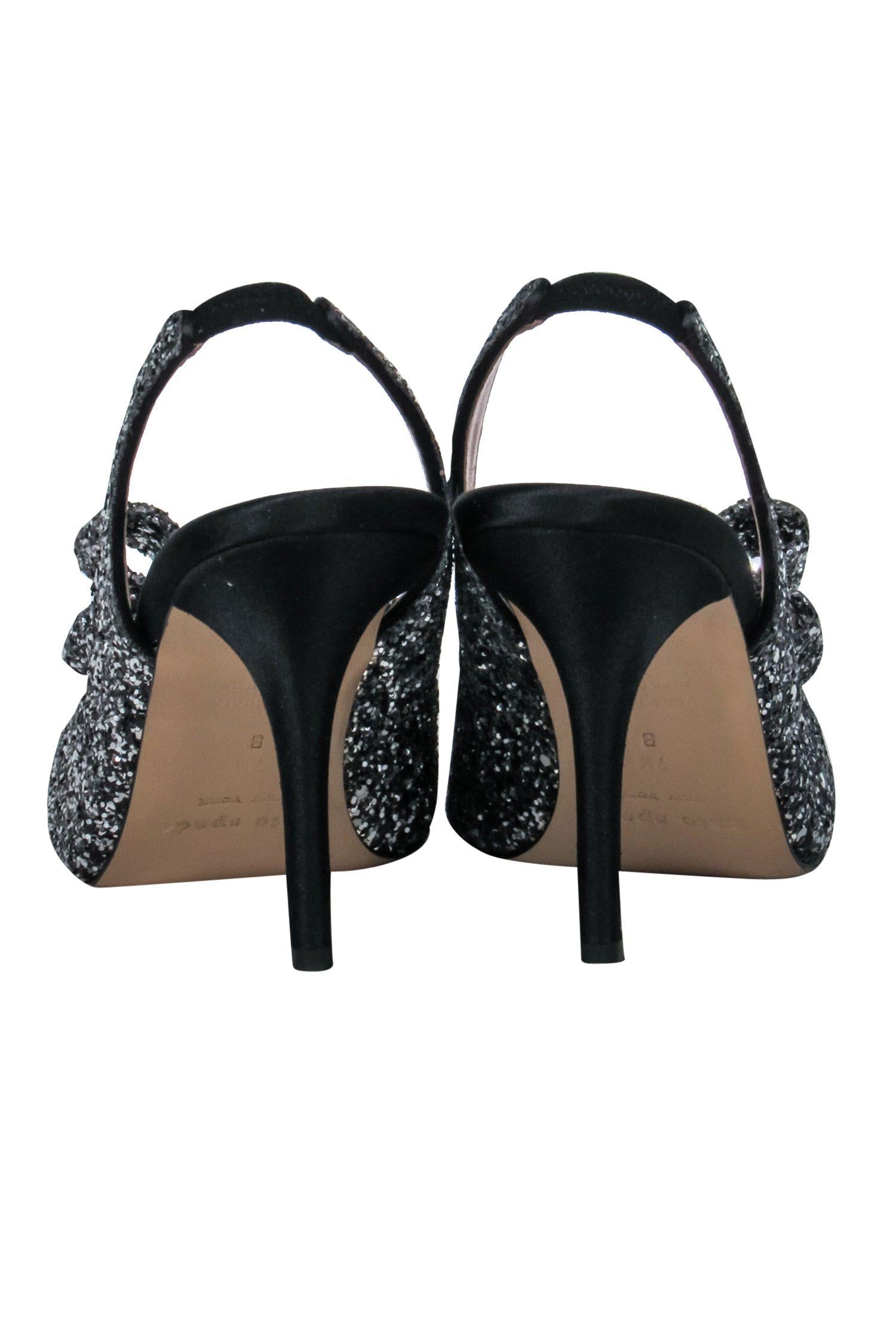 Kate Spade Sparkling Black Slingback Peep - Toe Pumps Size 7.5