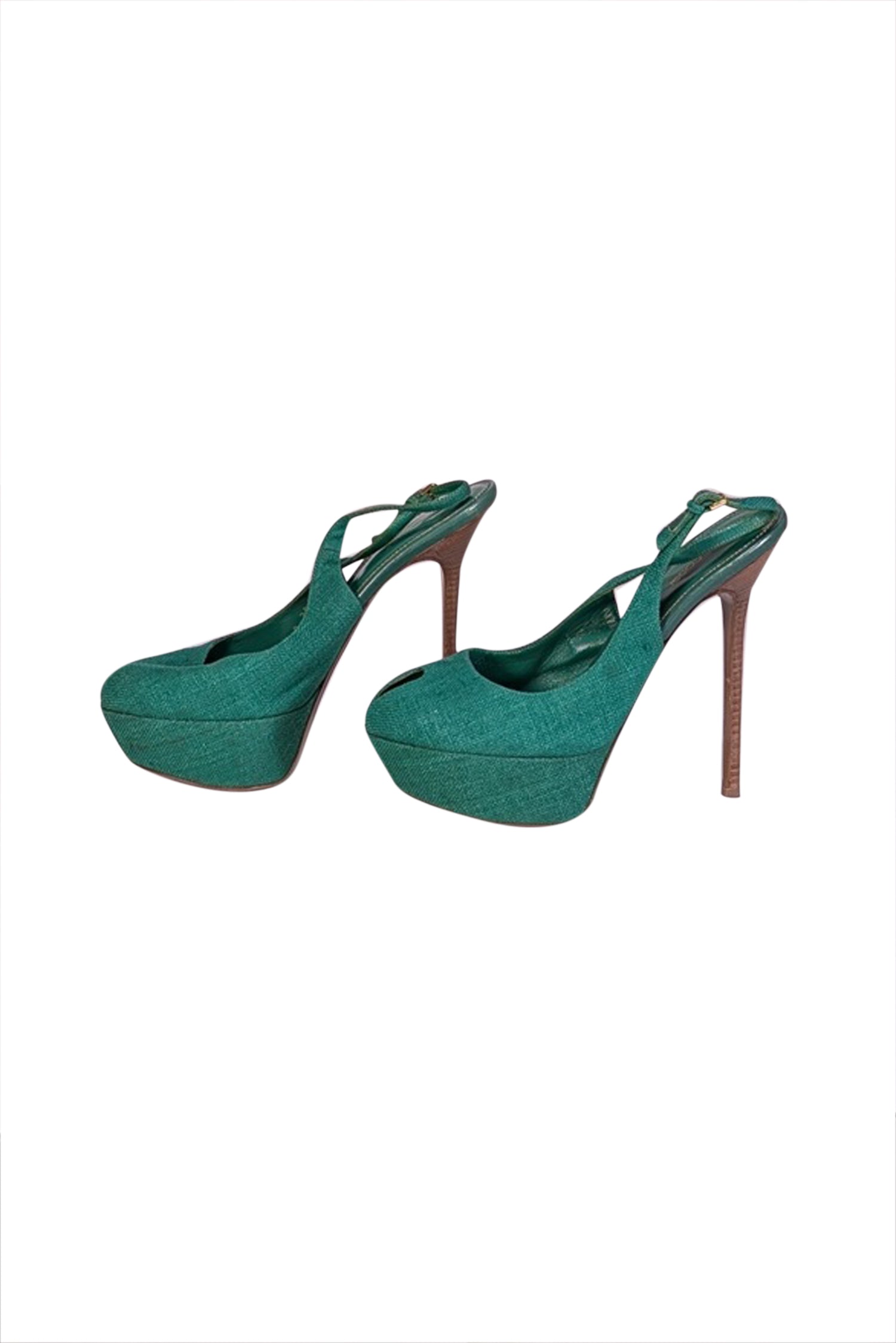 Sergio Rossi - Stunning Green Strappy Canvas Heels in Size 9.5
