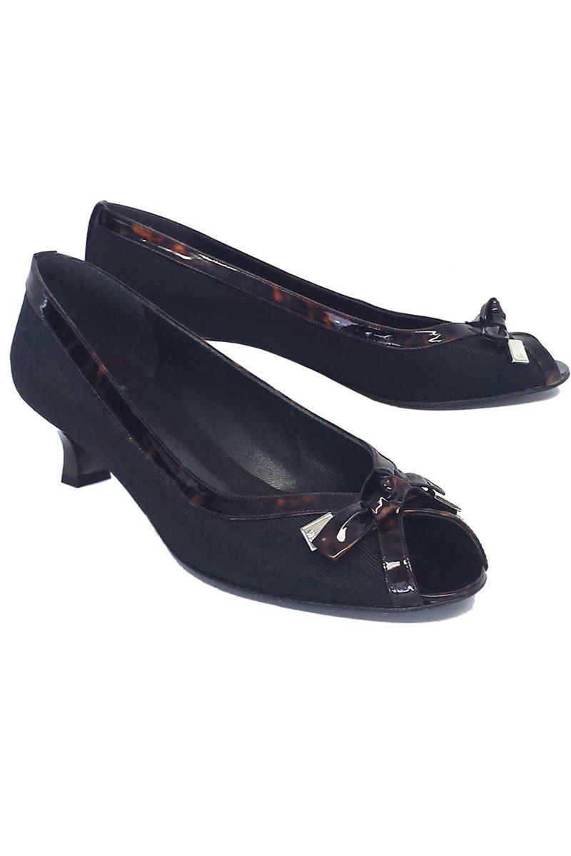 Stuart Weitzman's Stunning Black Peep Toe Pumps with Tortoise Trim - Size 9!