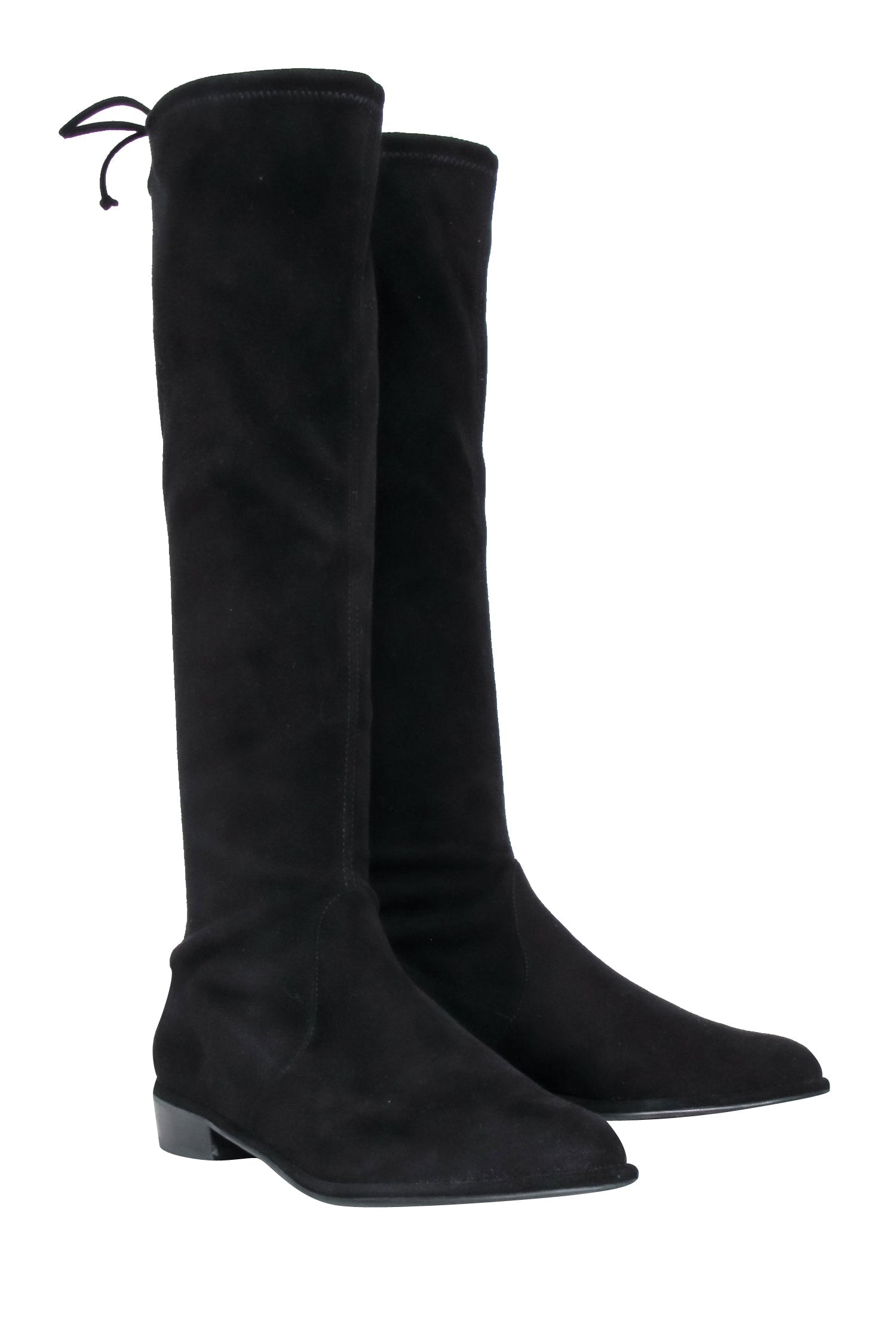 Stuart Weitzman's Stunning Black Suede Knee - High Flat Boots in Size 8
