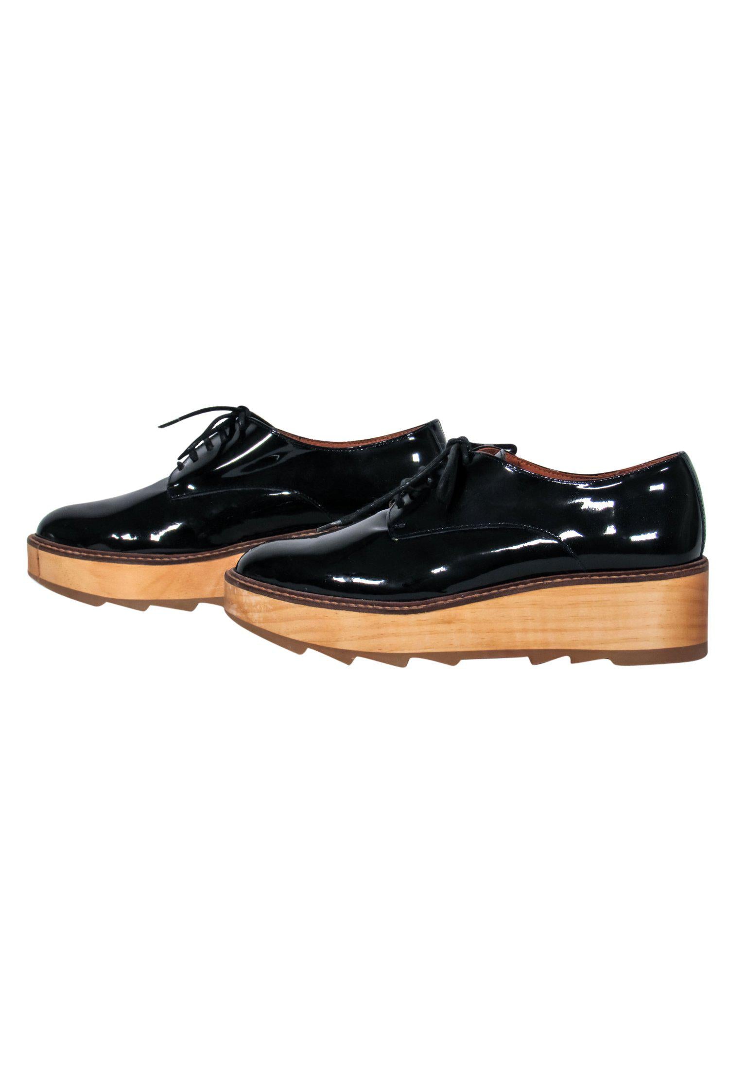 Whistles Dark Navy Patent Platform Oxfords - Size 7 - Stylish and Comfortable