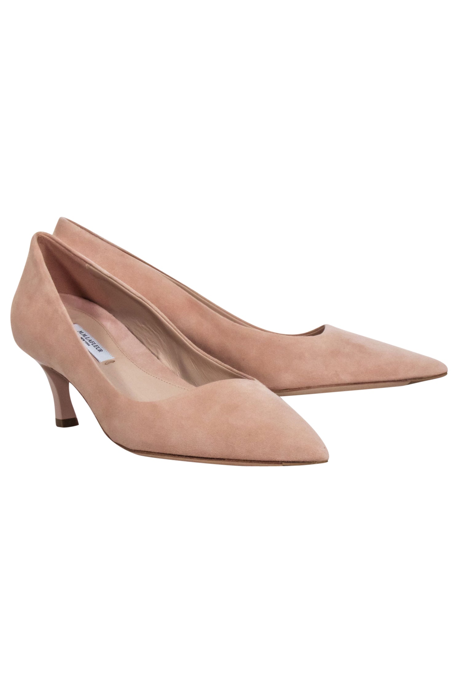 M.M.Lafleur Beige Suede Pointed Toe Kitten Heels - Size 8.5 - Elevate Your Office Look!