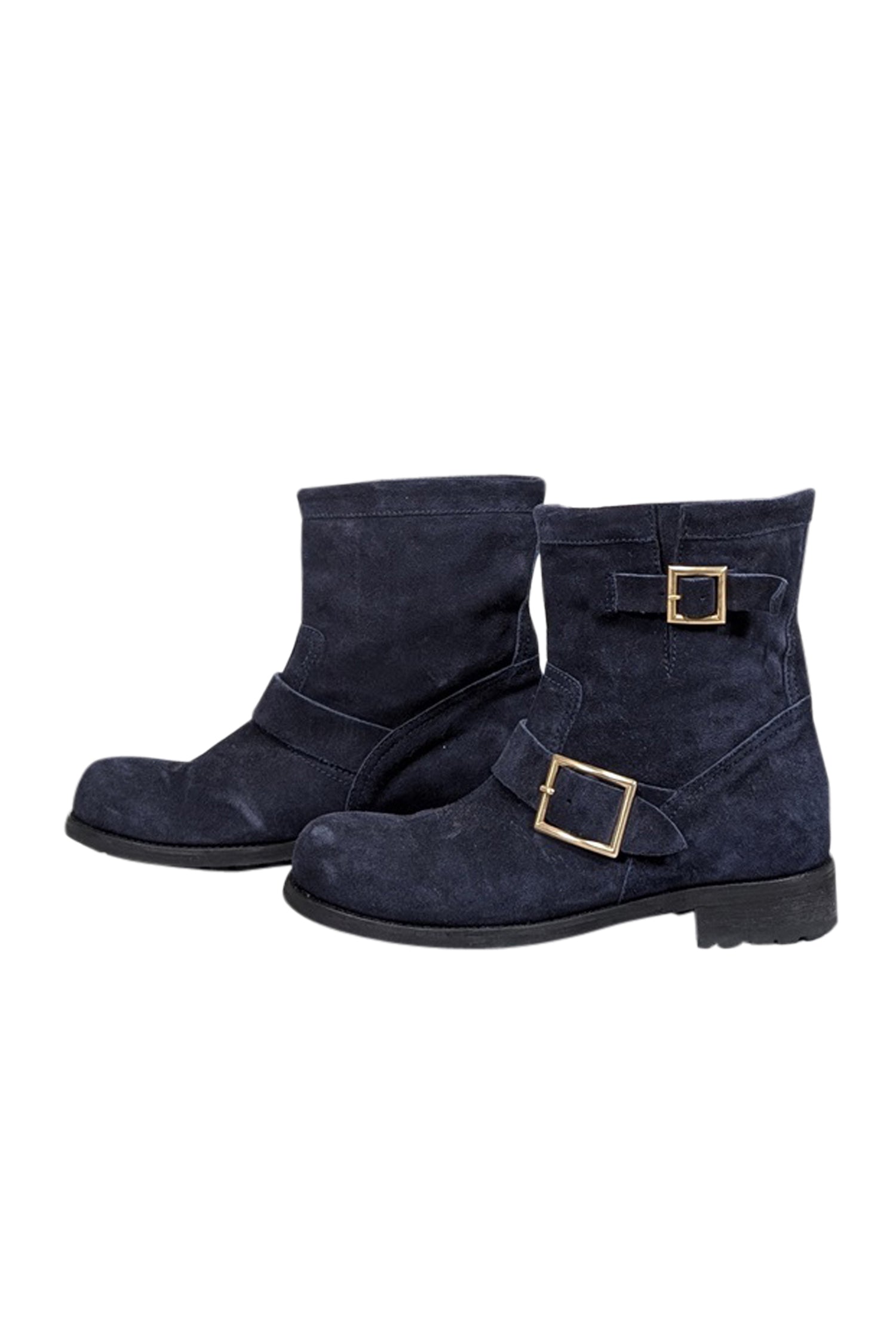 Jimmy Choo Navy Suede Ankle Boots - Size 8.5 - Luxury Fall Must - Have
