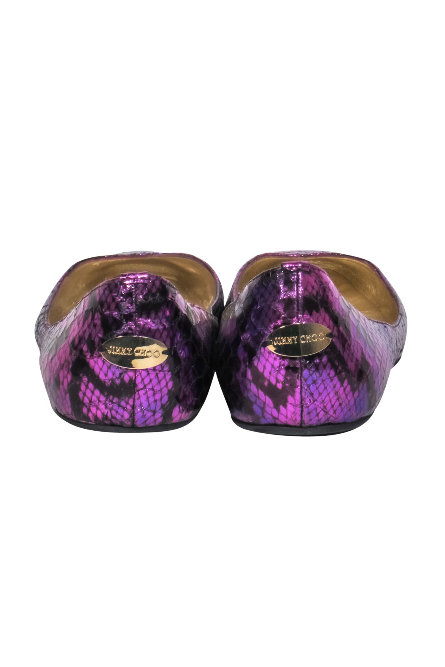 Jimmy Choo Purple Metallic Snakeskin Ballet Flats - Size 10.5 - Make a Bold Statement!