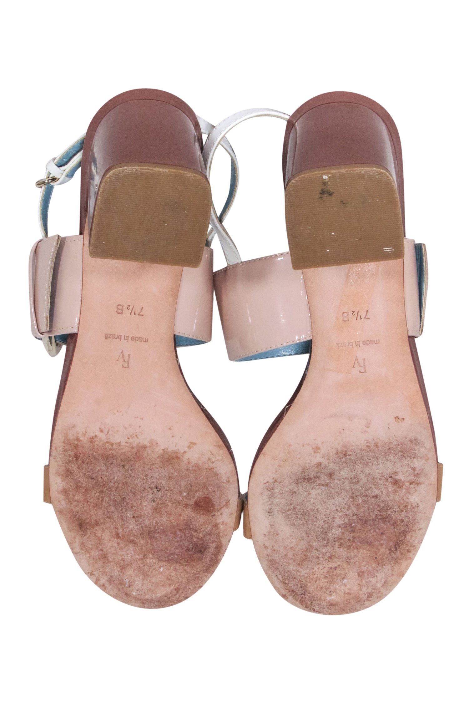 Frances Valentine Patent Leather Strappy Sandals in Tan, Beige & Brown - Size 7.5
