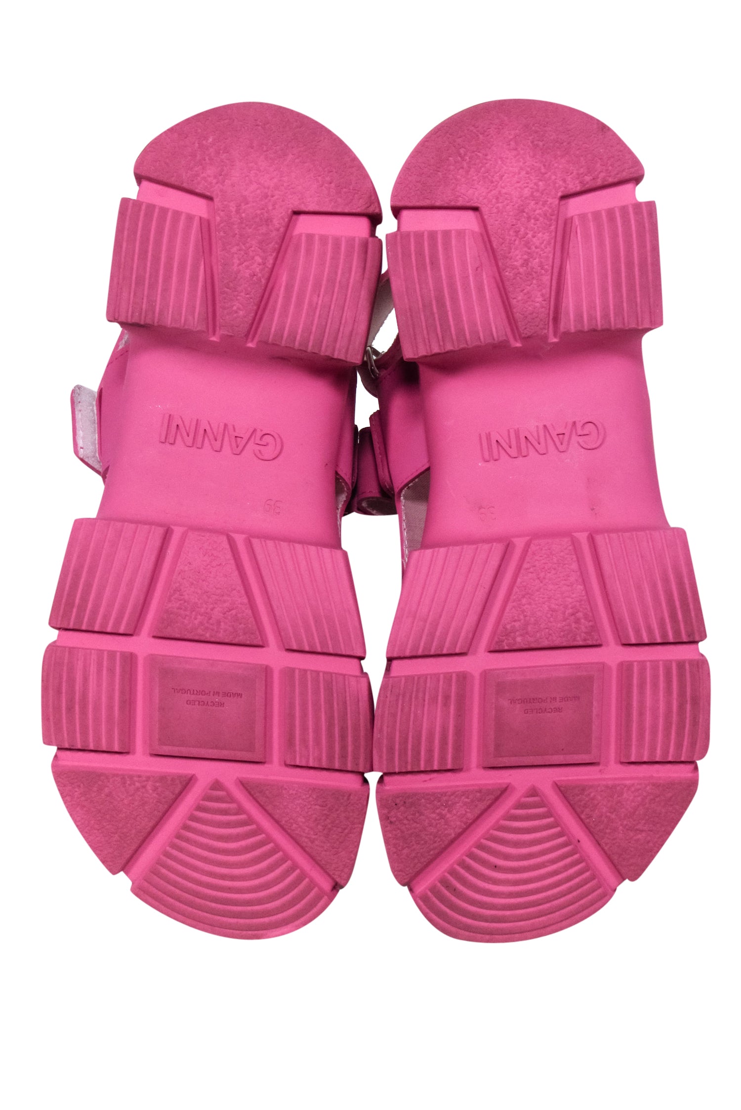 Ganni - Vibrant Pink Chunky Rubber Strappy Sandals - Size 9