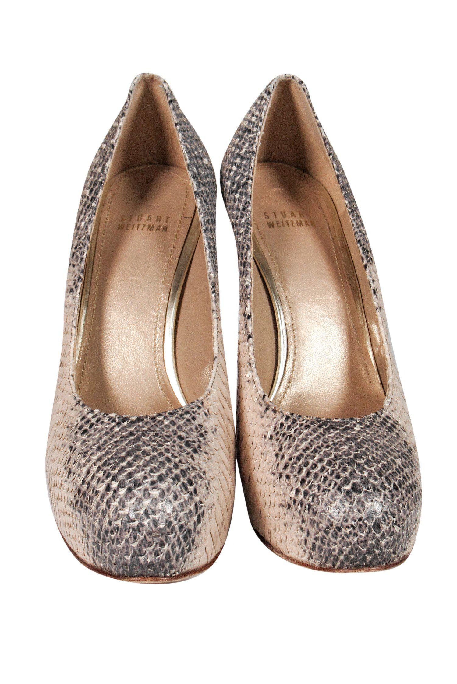 Stuart Weitzman - Gorgeous Gray & Tan Snakeskin Platform Heels in Size 9.5