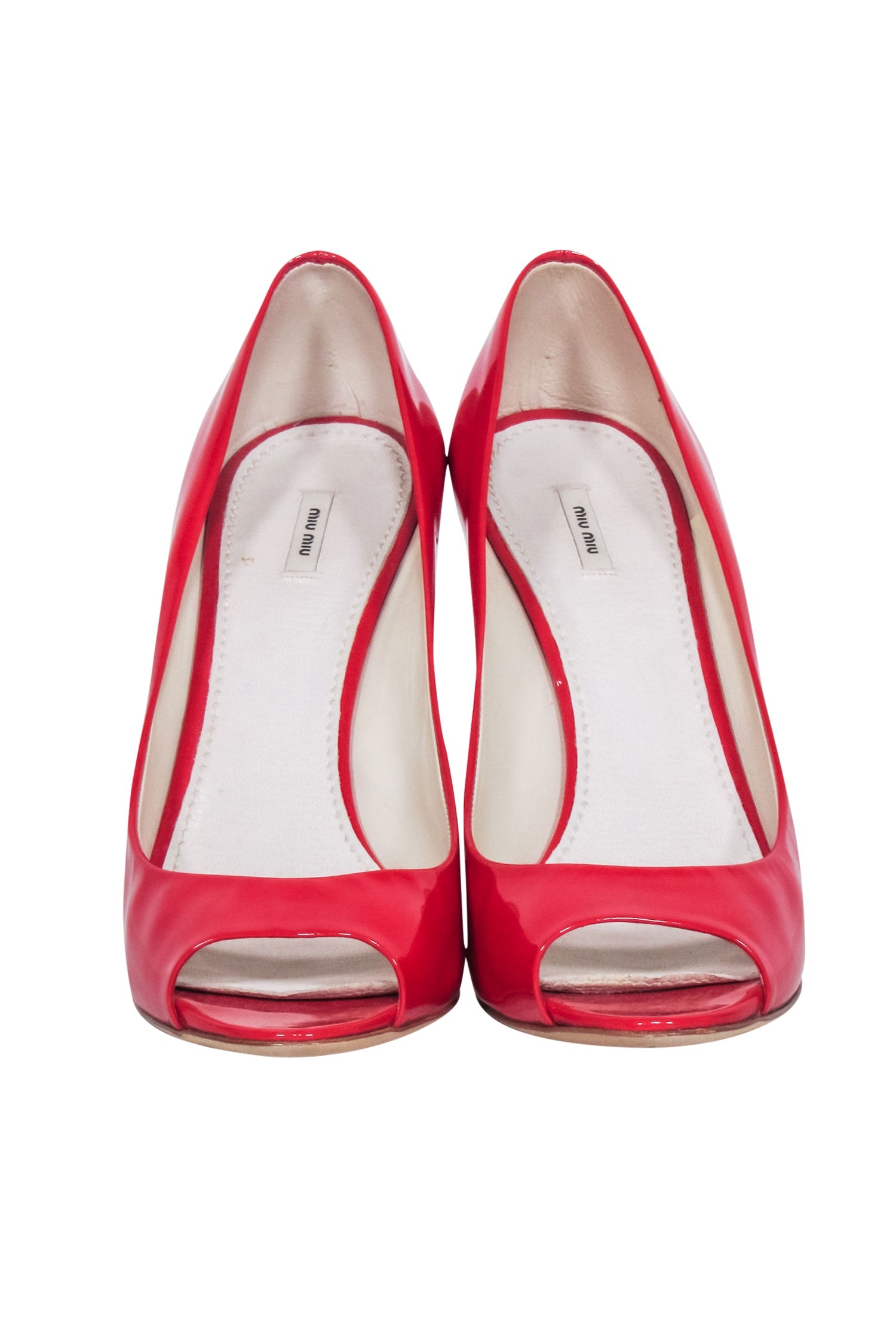 Miu Miu - Stunning Red Patent Leather Peep Toe Pumps in Size 9