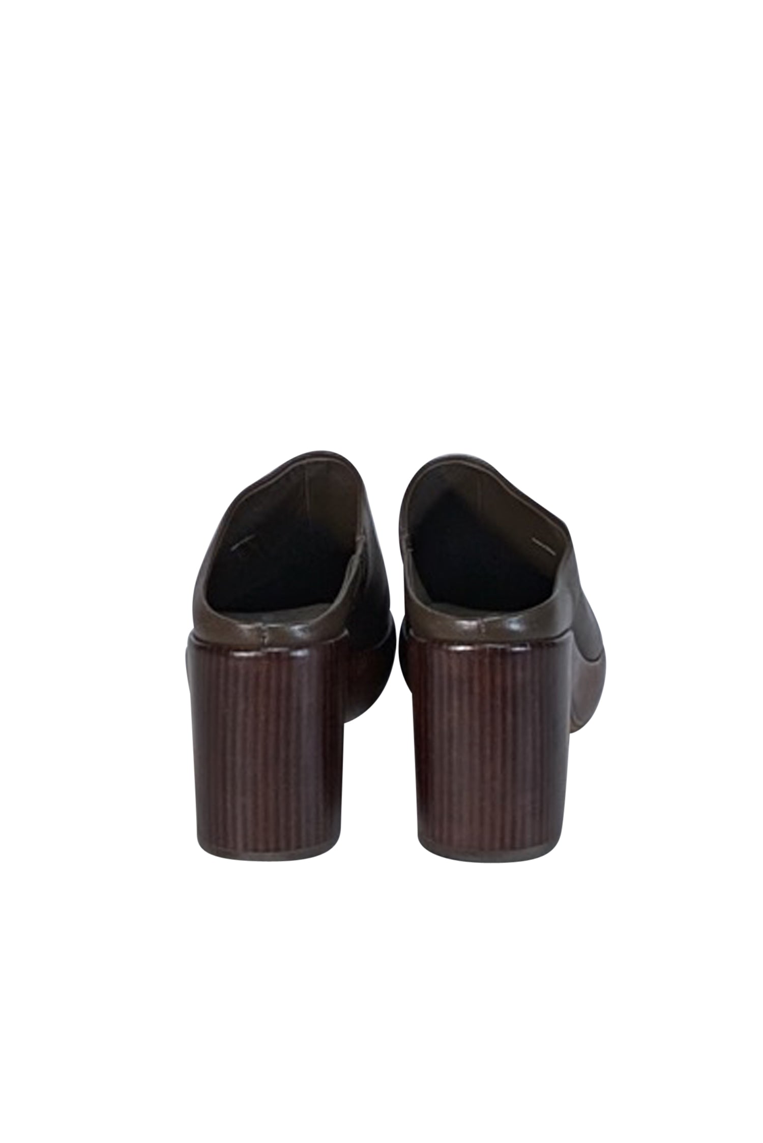 Vince Dark Brown Leather Luxury Mule Clogs - Size 8