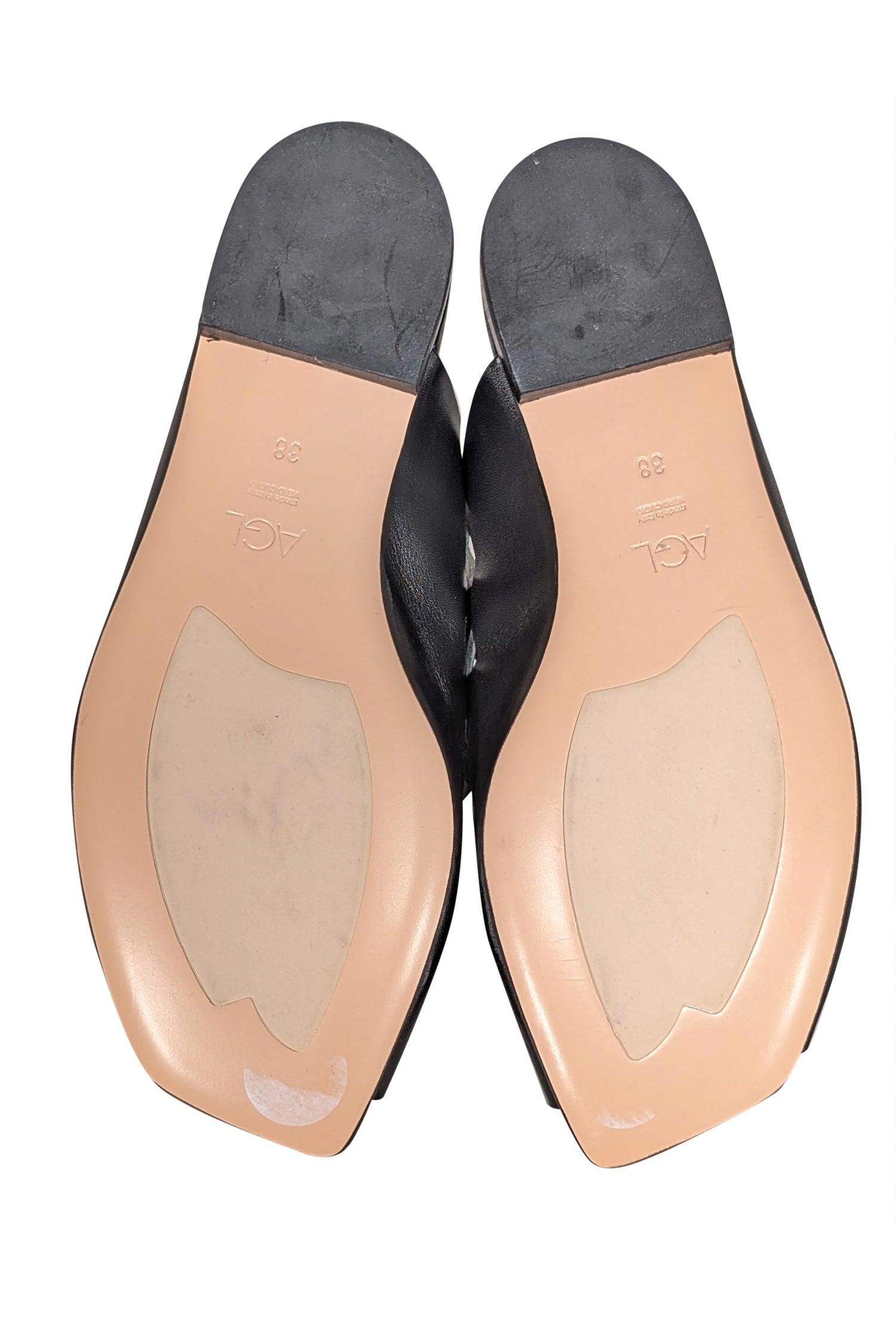 AGL Black Laser Cut-Out Slide Sandals - Size 8