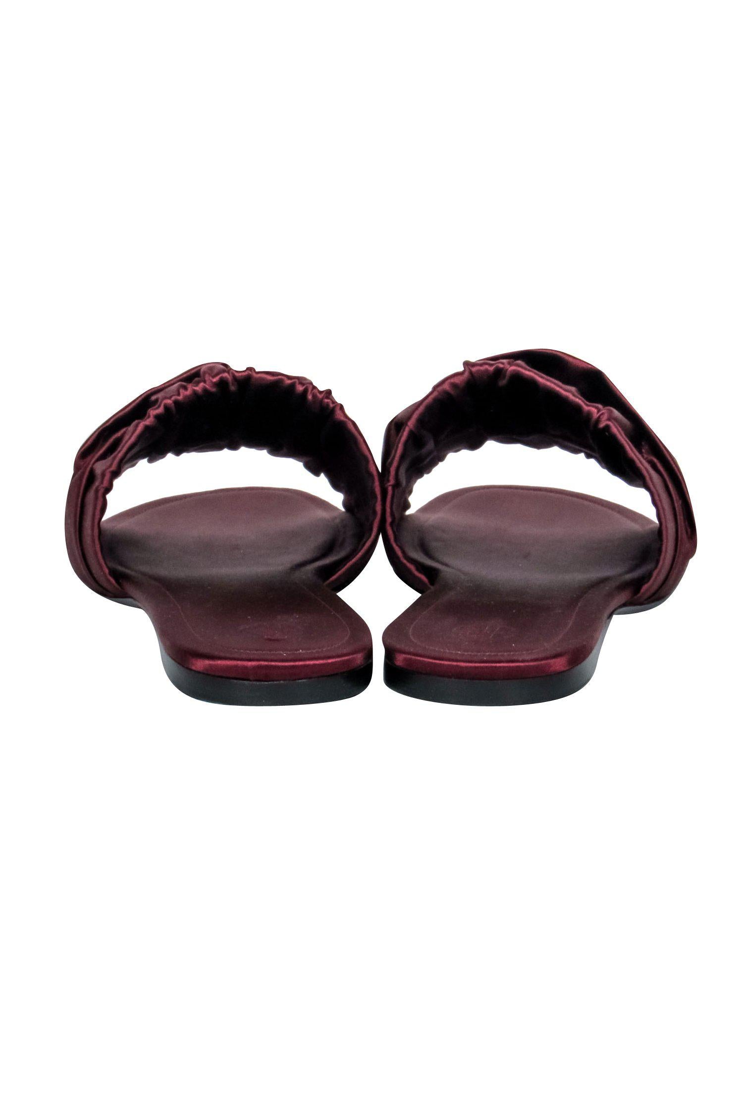 The Row - Stunning Oxblood Satin Ellen Slide Sandals in Size 7