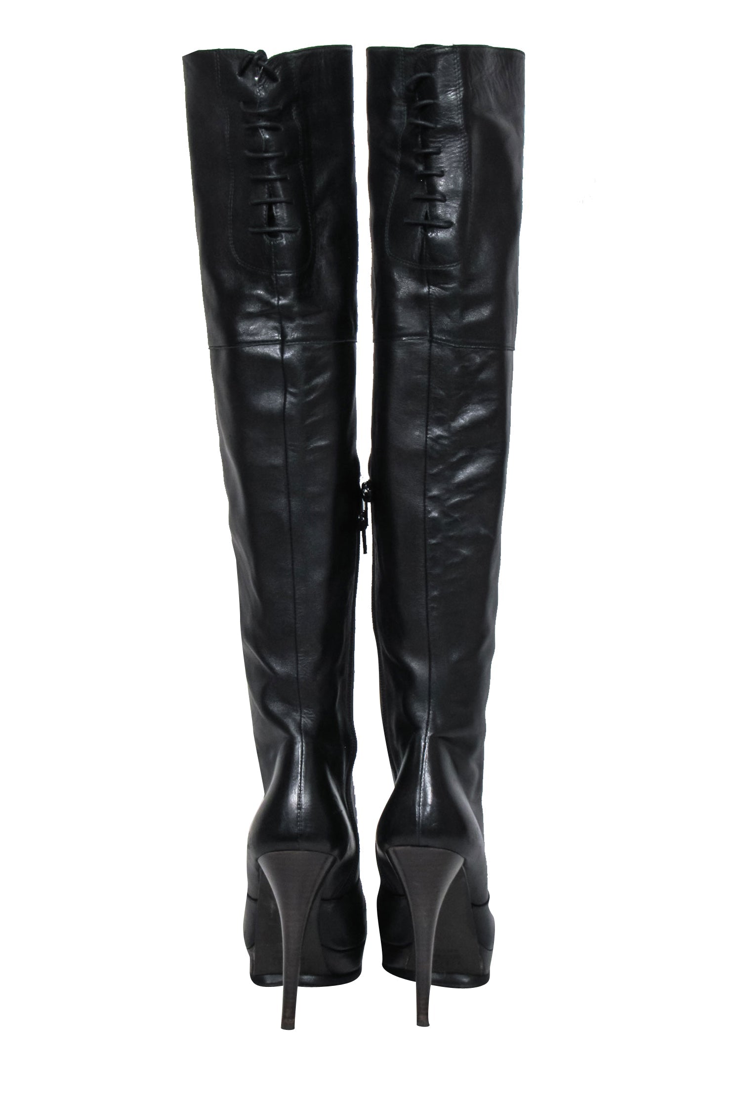 Stuart Weitzman Black Leather Platform Stiletto Boots - Size 8.5, Irresistible Fall Fashion!