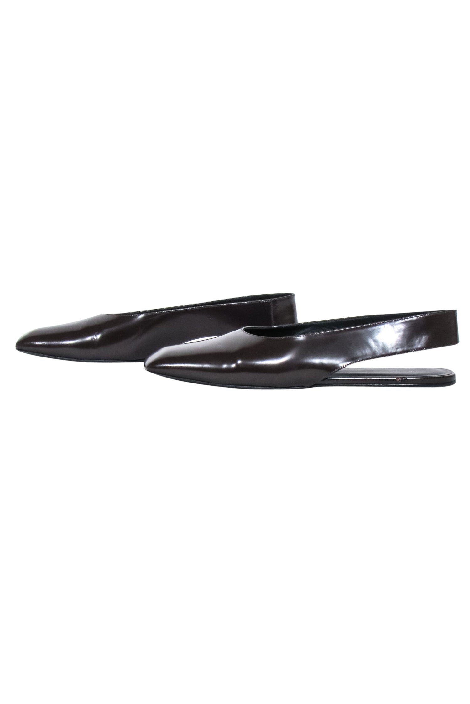 The Row - Stylish Espresso Brown Leather Square Toe Sling Back Flats in Size 9