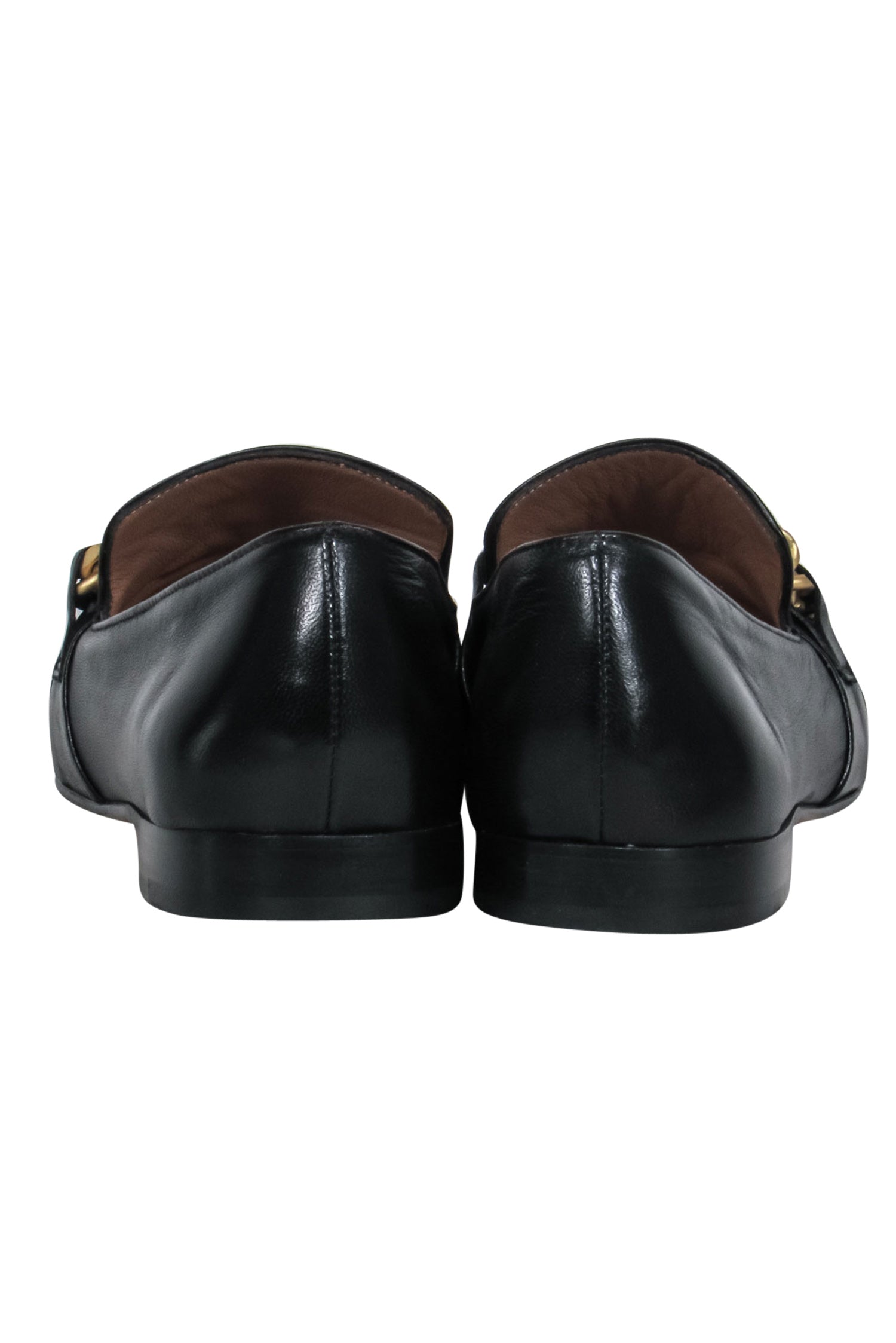 Mara Bini - Stunning Black & White Color Block Loafers with Gold Chain, Size 7.5