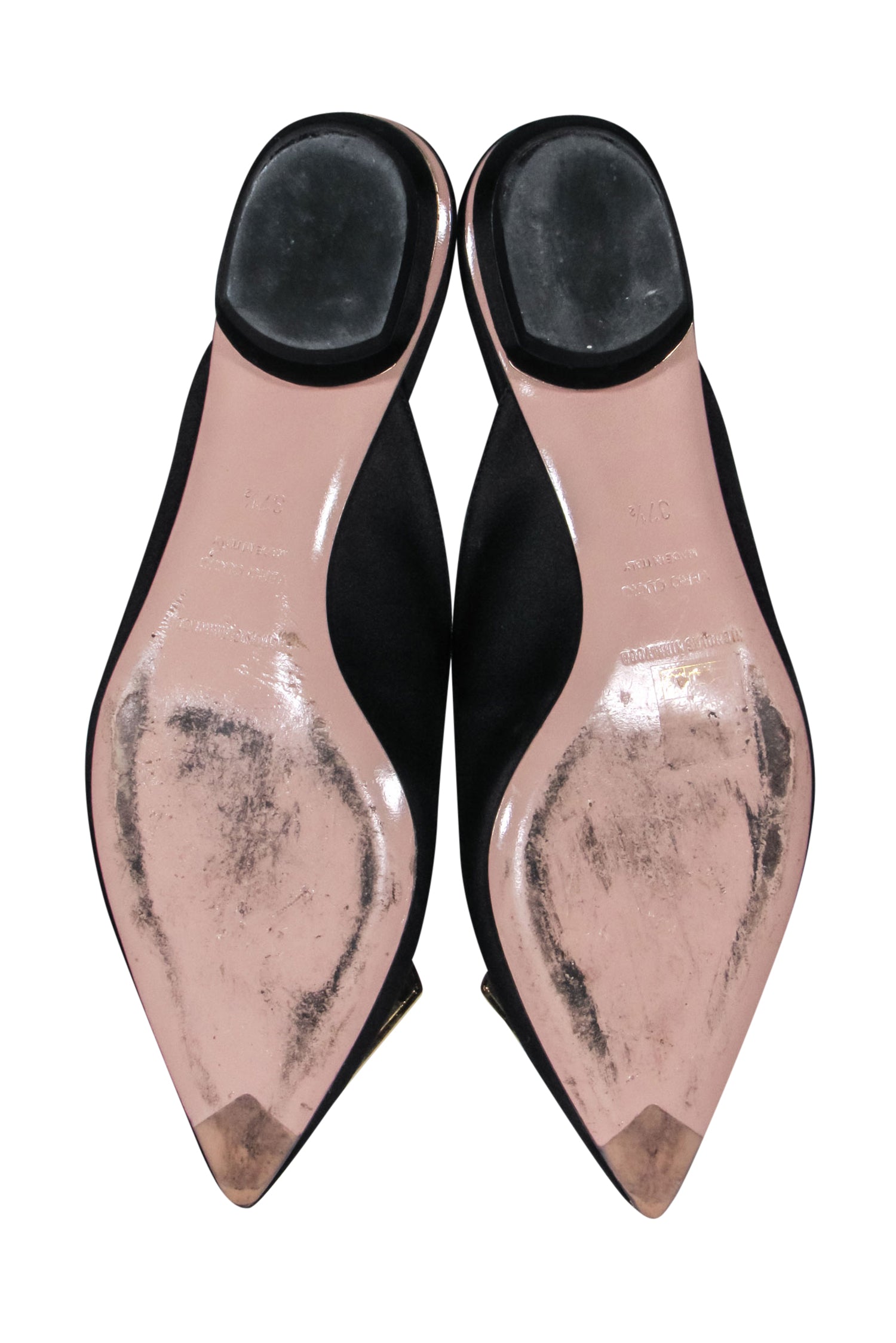 Nicholas Kirkwood Black Satin Crystal Toe Mule Flats - Size 7.5