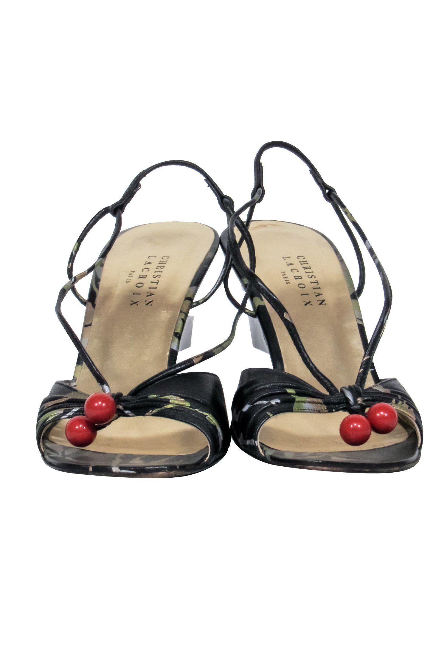 Christian LaCroix Black Floral Wedges - A Stunning Size 8 Statement