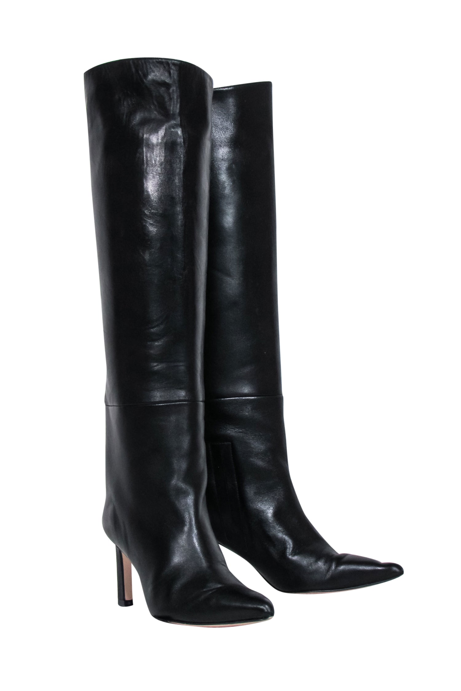 Stuart Weitzman Black Leather Tall Stiletto Heel Boots - Size 6