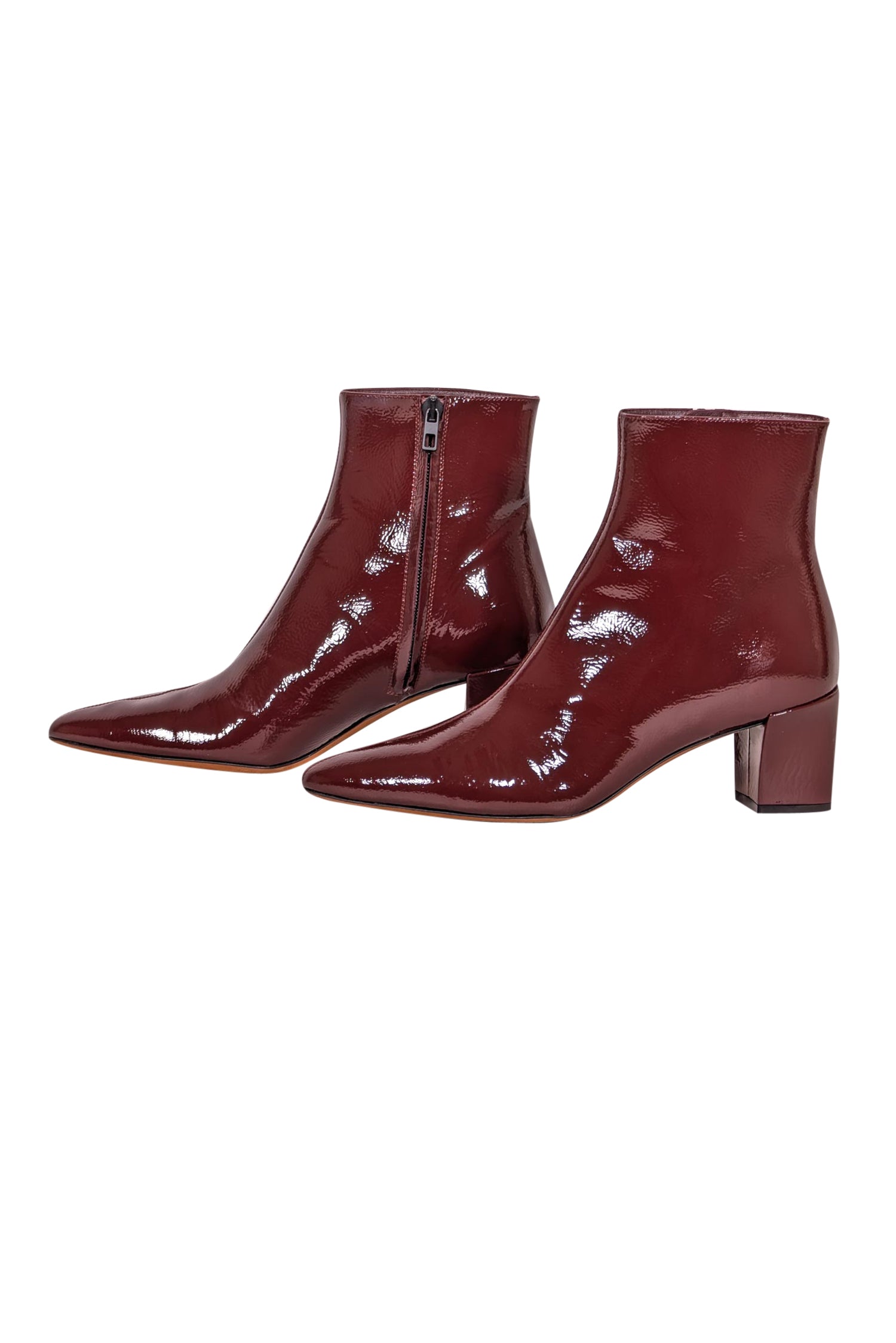 Vince 'Charli' Red Wine Patent Leather Short Boots - Size 8.5