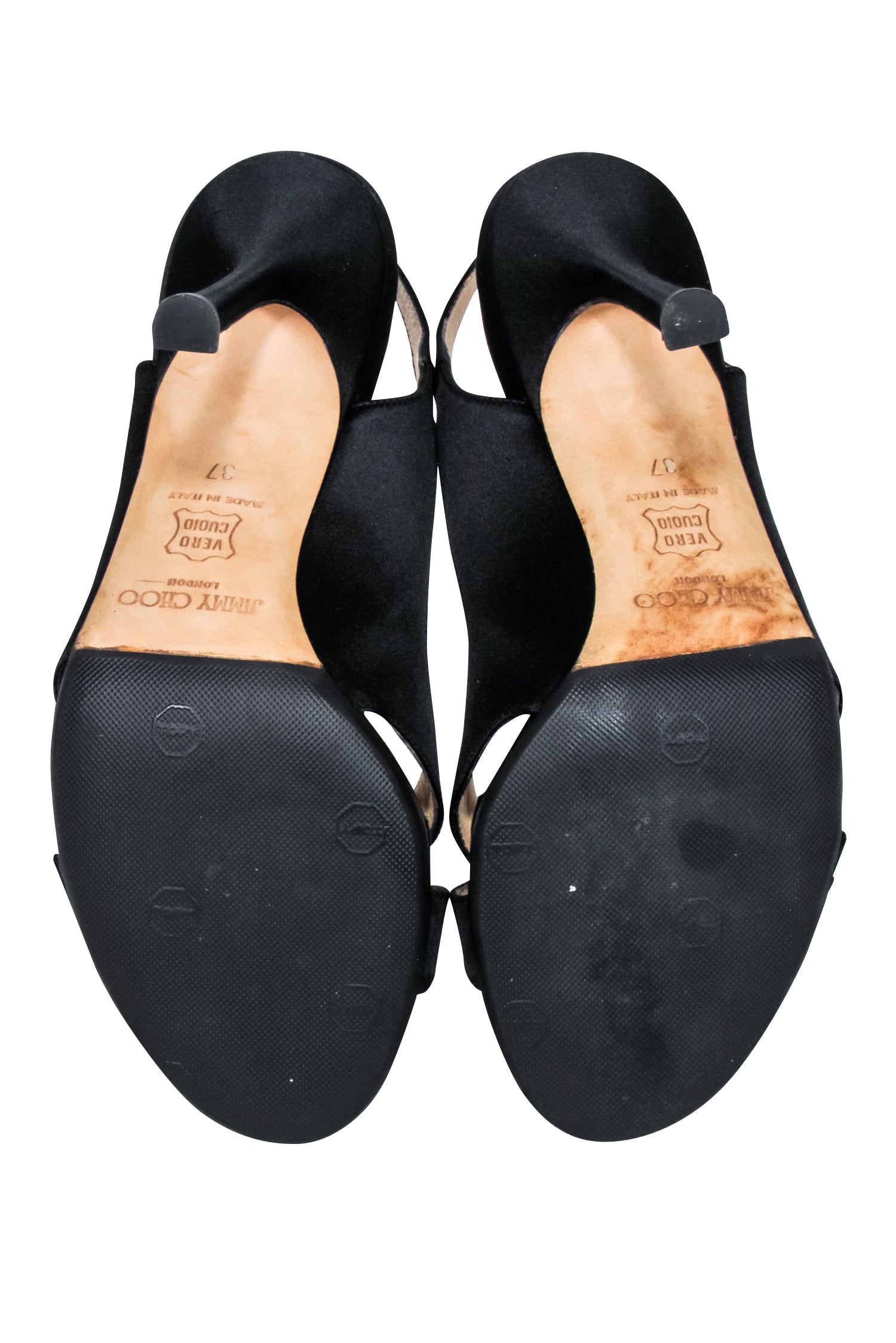 Jimmy Choo Black Satin Jeweled Open - Toe Pumps - Size 7: Sparkle at Your Next Event!