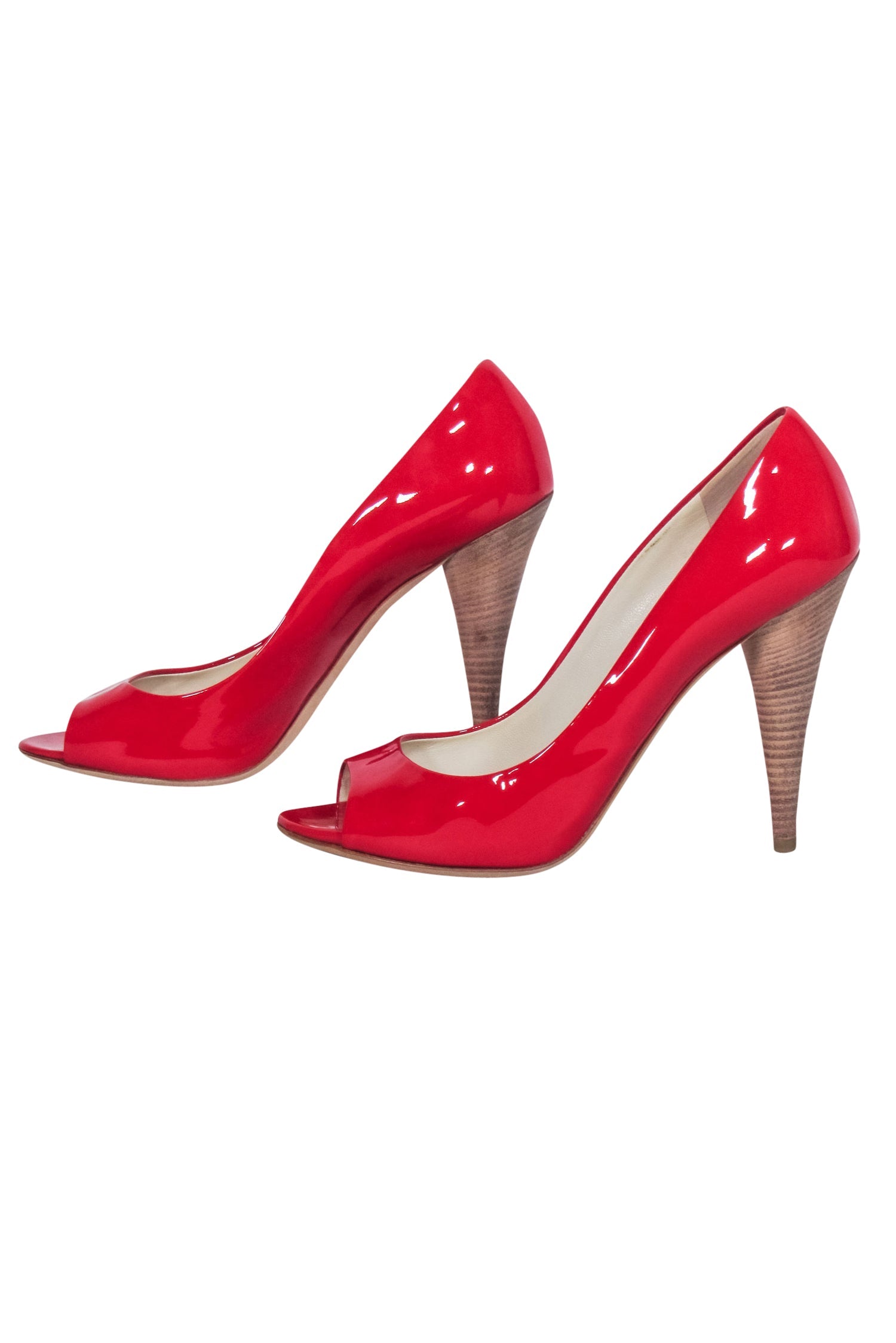 Miu Miu - Stunning Red Patent Leather Peep Toe Pumps in Size 9