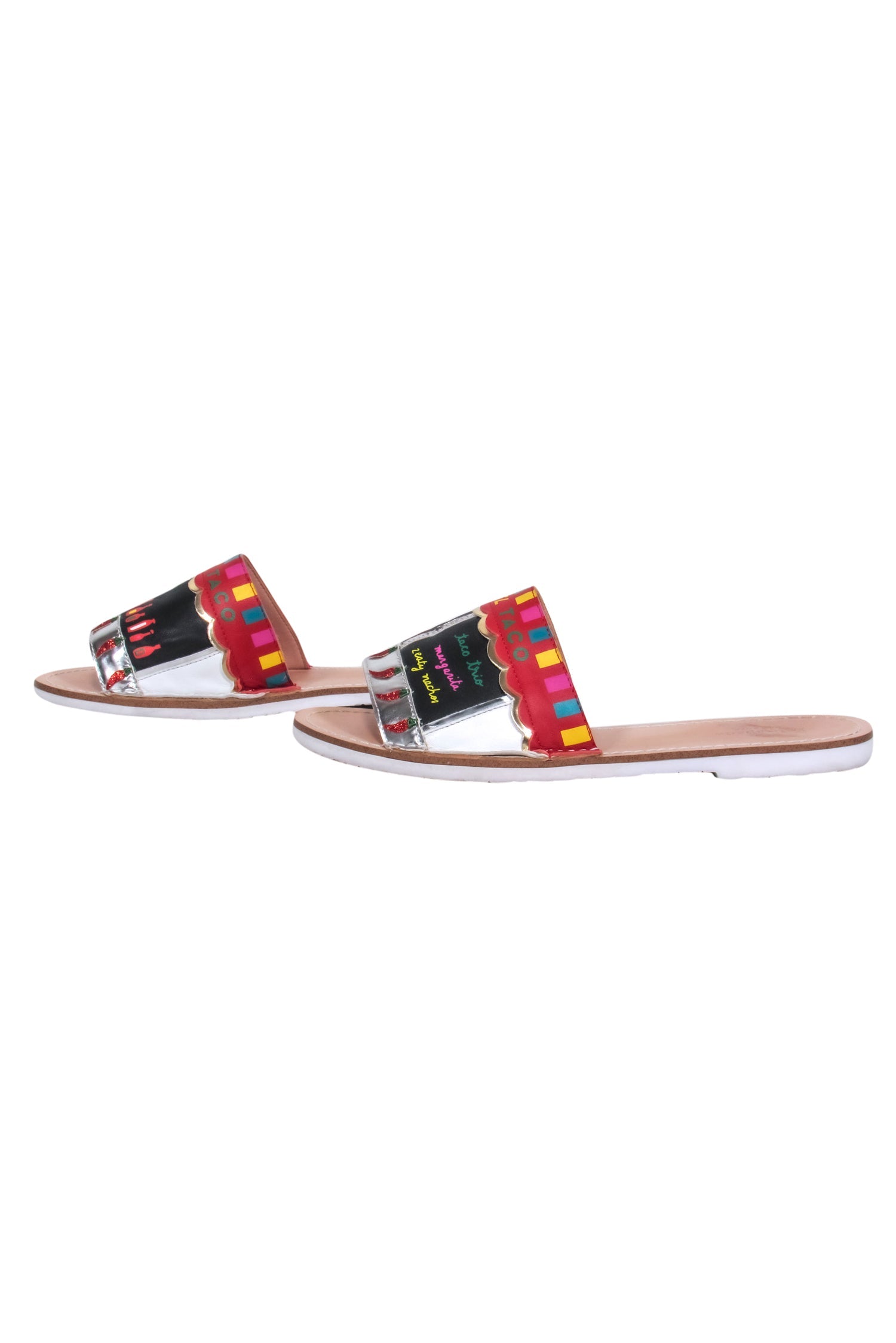 Kate Spade Chili Red Viva El Taco Leather Slide Sandals - Size 8, Summer 2017 Frida Kahlo Tribute