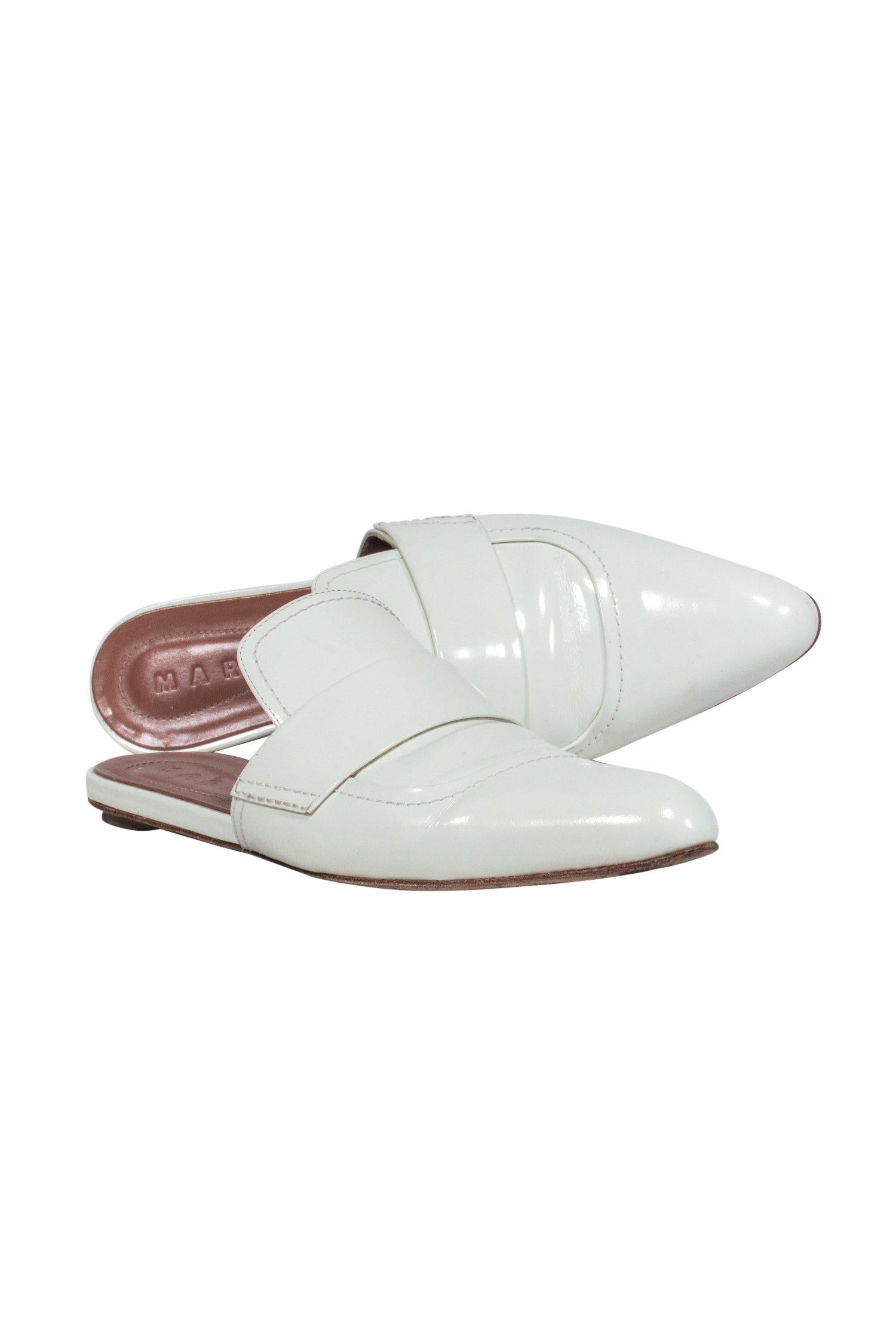 Marni White Pointed Toe Slide Mules - Size 11 - Fashion Must - Have