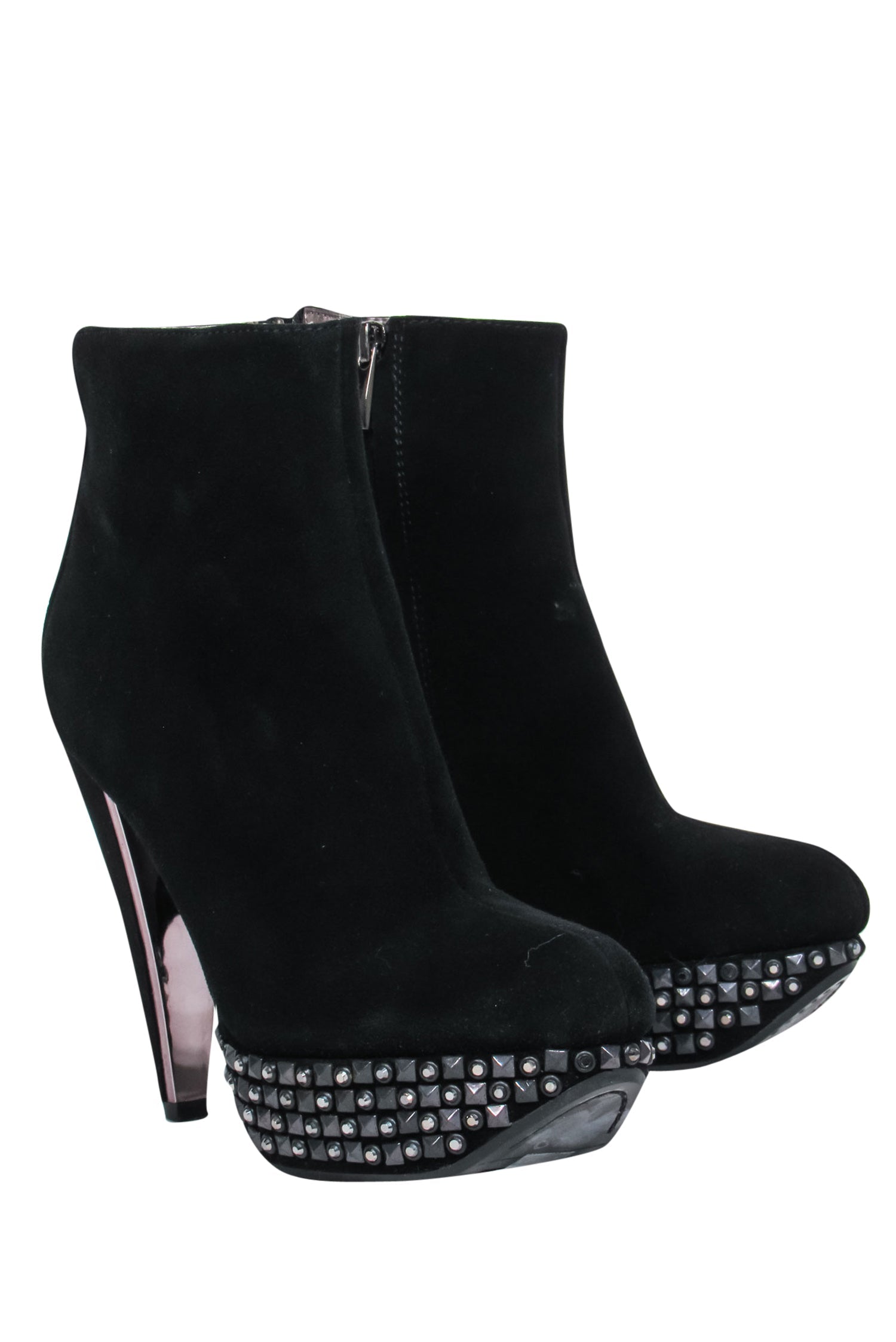 Sam Edelman Studded Black Suede Platform Stiletto Booties - Size 6