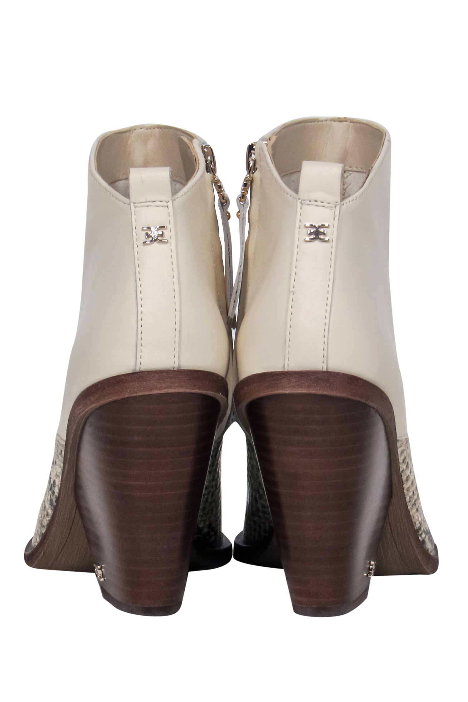 Sam Edelman's Stunning White & Snakeskin Print Western Booties - Size 8