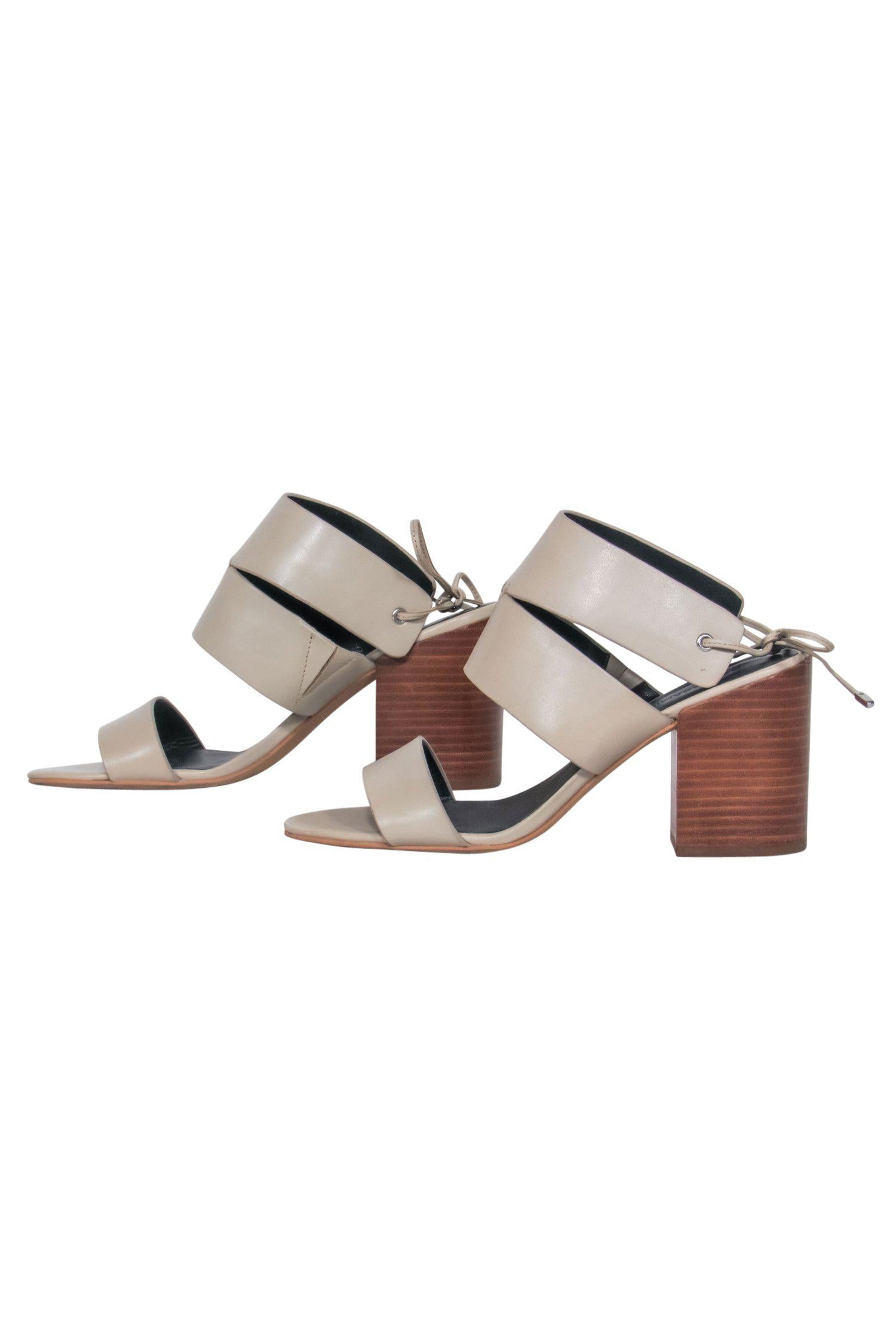 Rebecca Minkoff's Stylish Beige Tie - Back Leather Heels in Size 7.5