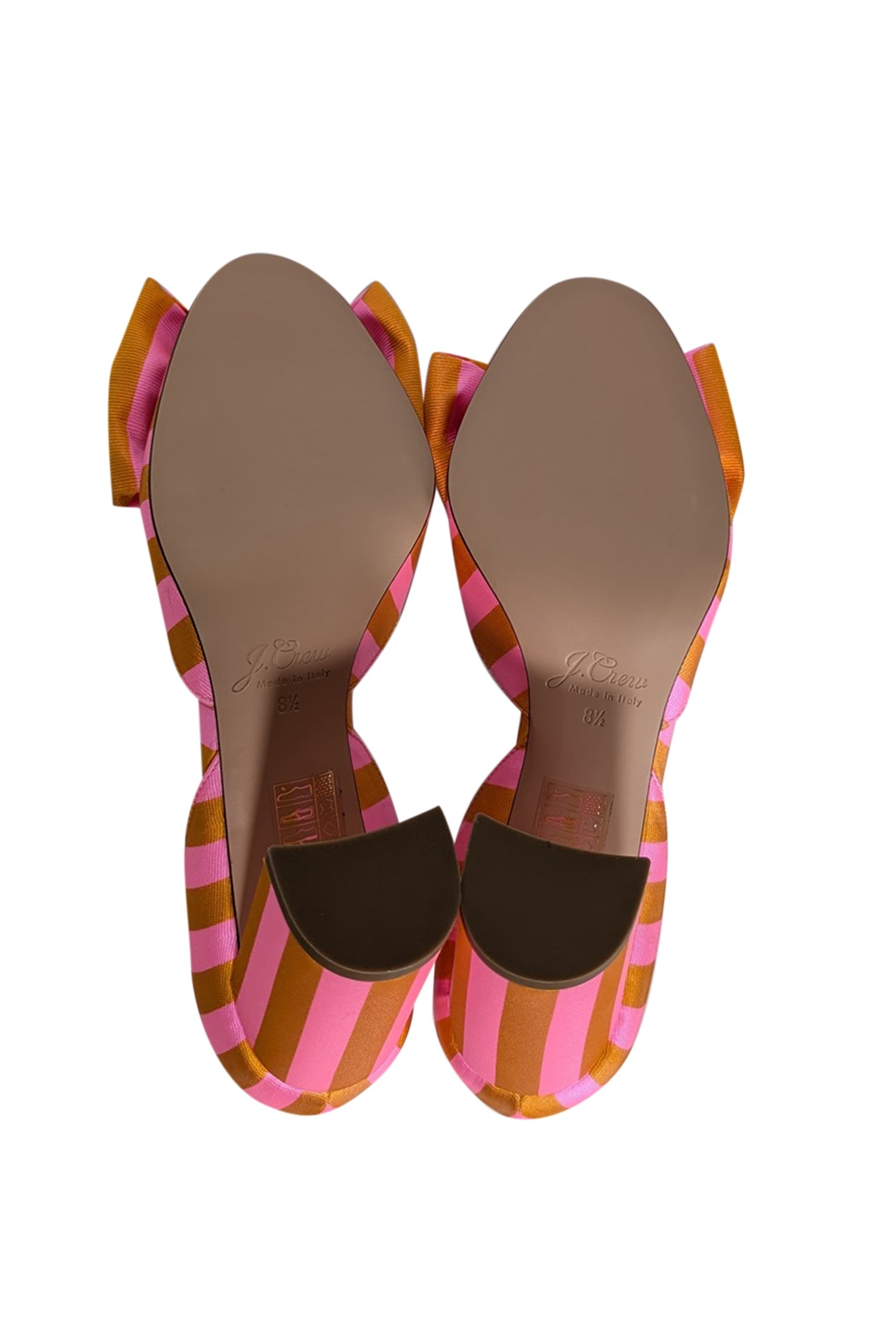 J.Crew - Fabulous Pink & Orange Striped Bow Toe Pumps, Size 8.5