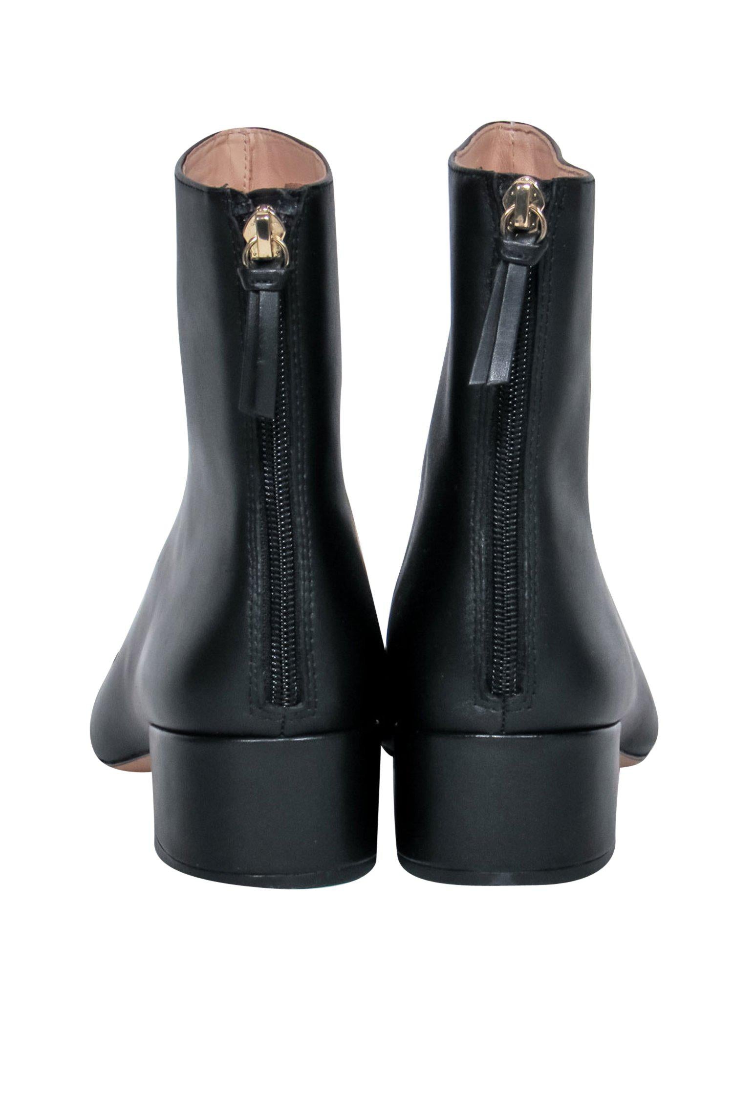 J.Crew's Chic Black Leather Almond Toe Chelsea Heel Booties - Size 8