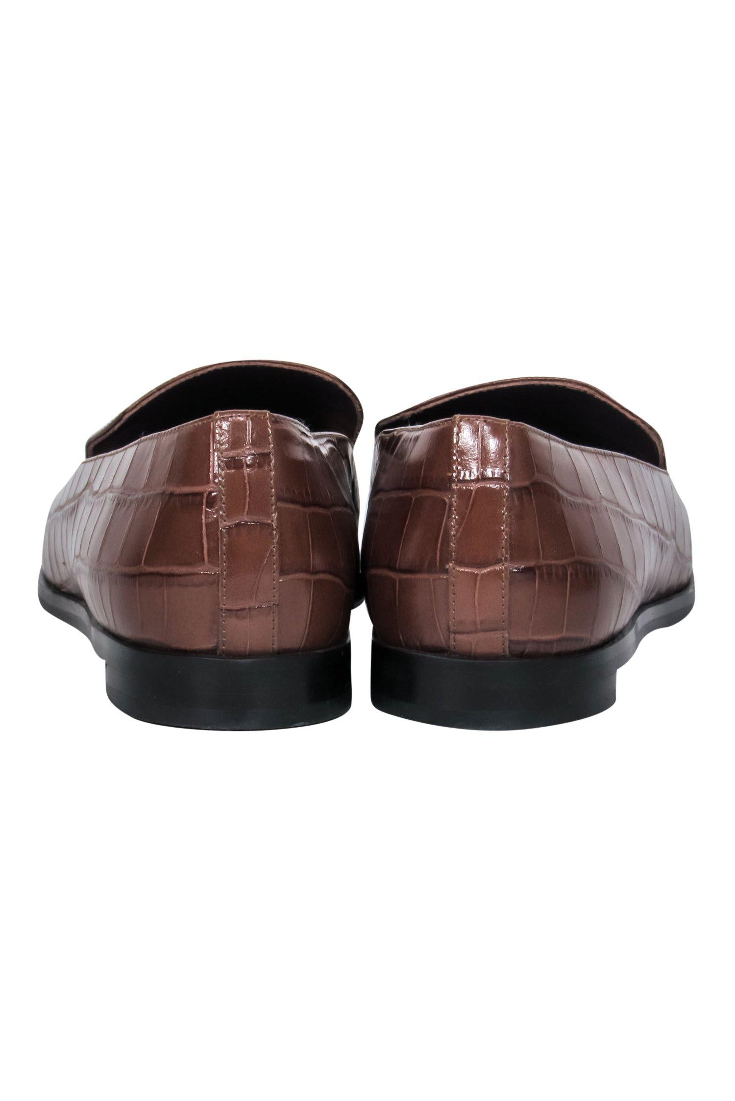 Everlane Brown Crocodile Embossed Leather Loafers - Size 8.5: A Must - Have for Fashionable Boss Ladies!