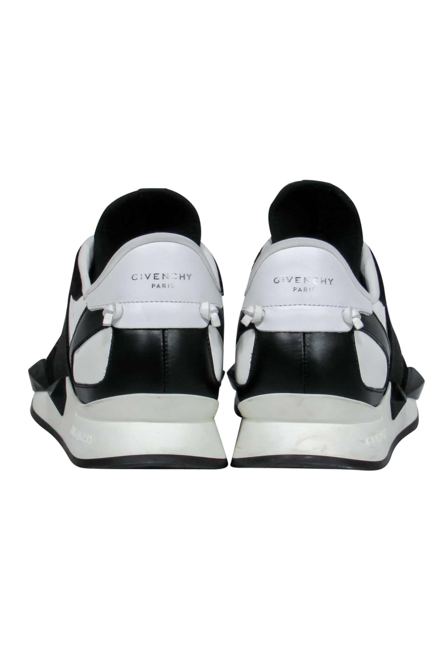 Givenchy - Stylish Black & White Suede & Patent Leather Platform Sneakers with Elastic Strap, Size 8
