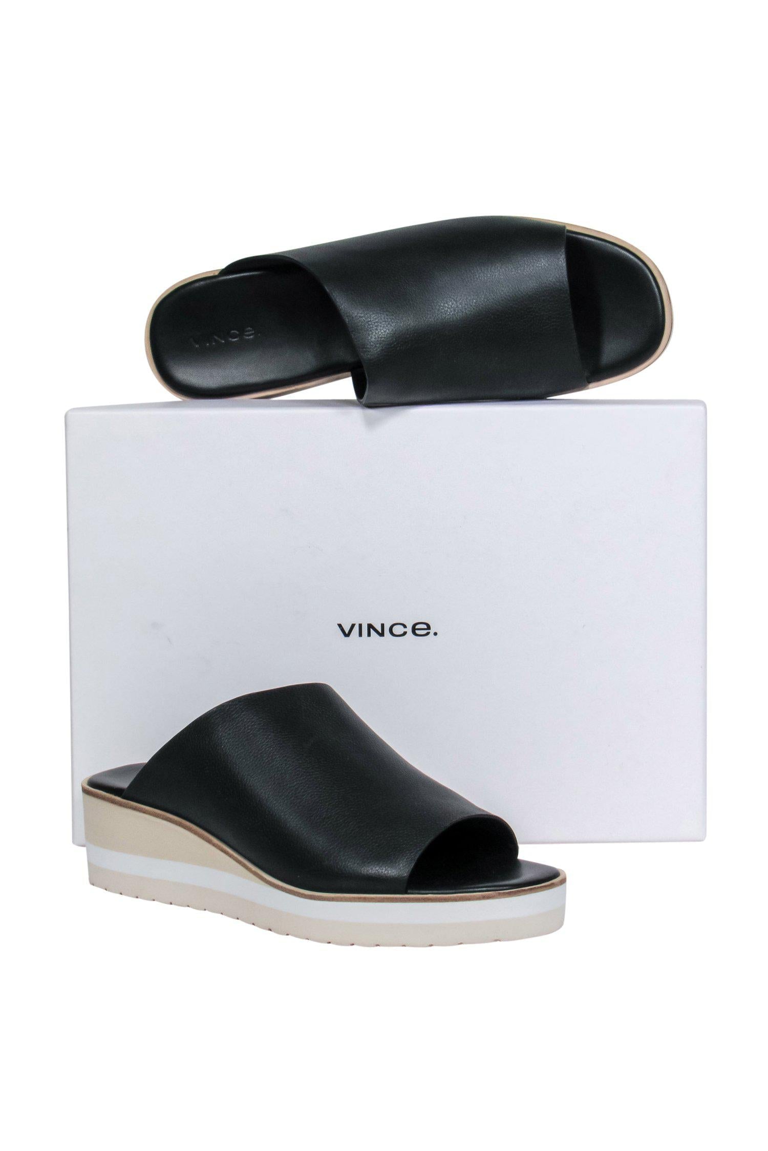 Vince Black Leather Slide Sandals - Size 9: Elevate Your Summer Style!