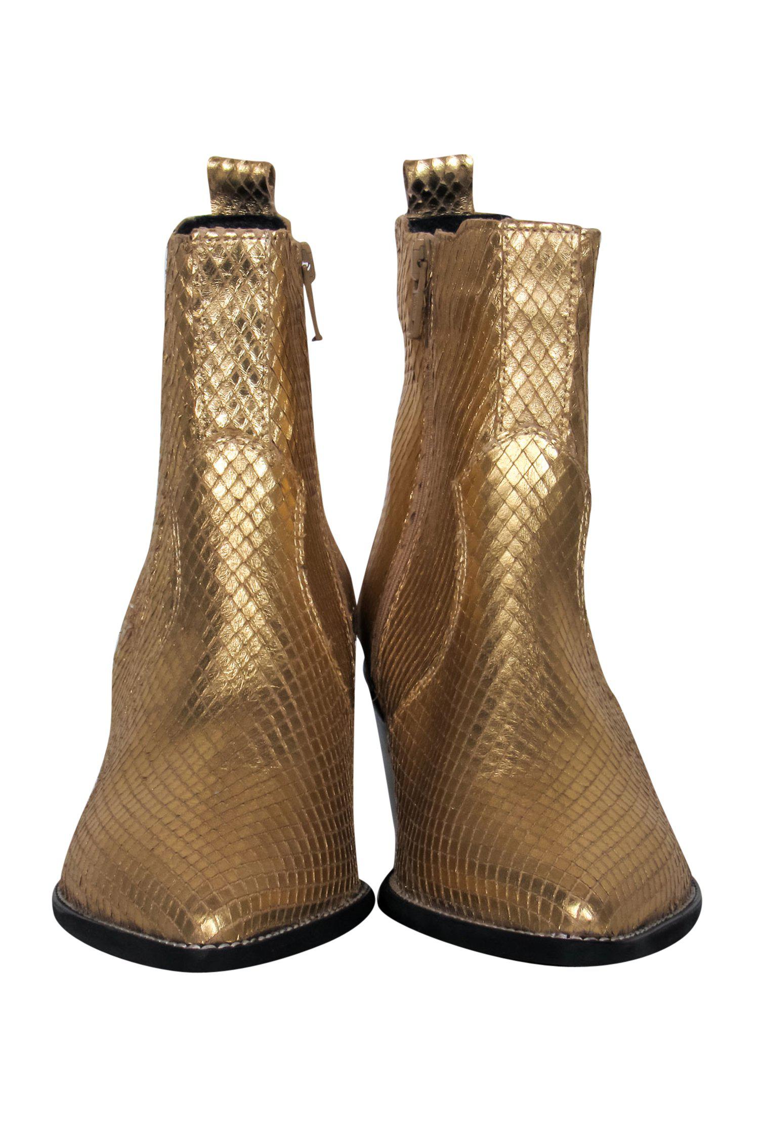 Carvela Gold Snakeskin Heeled Booties - Size 6: Unleash Your Inner Rockstar!