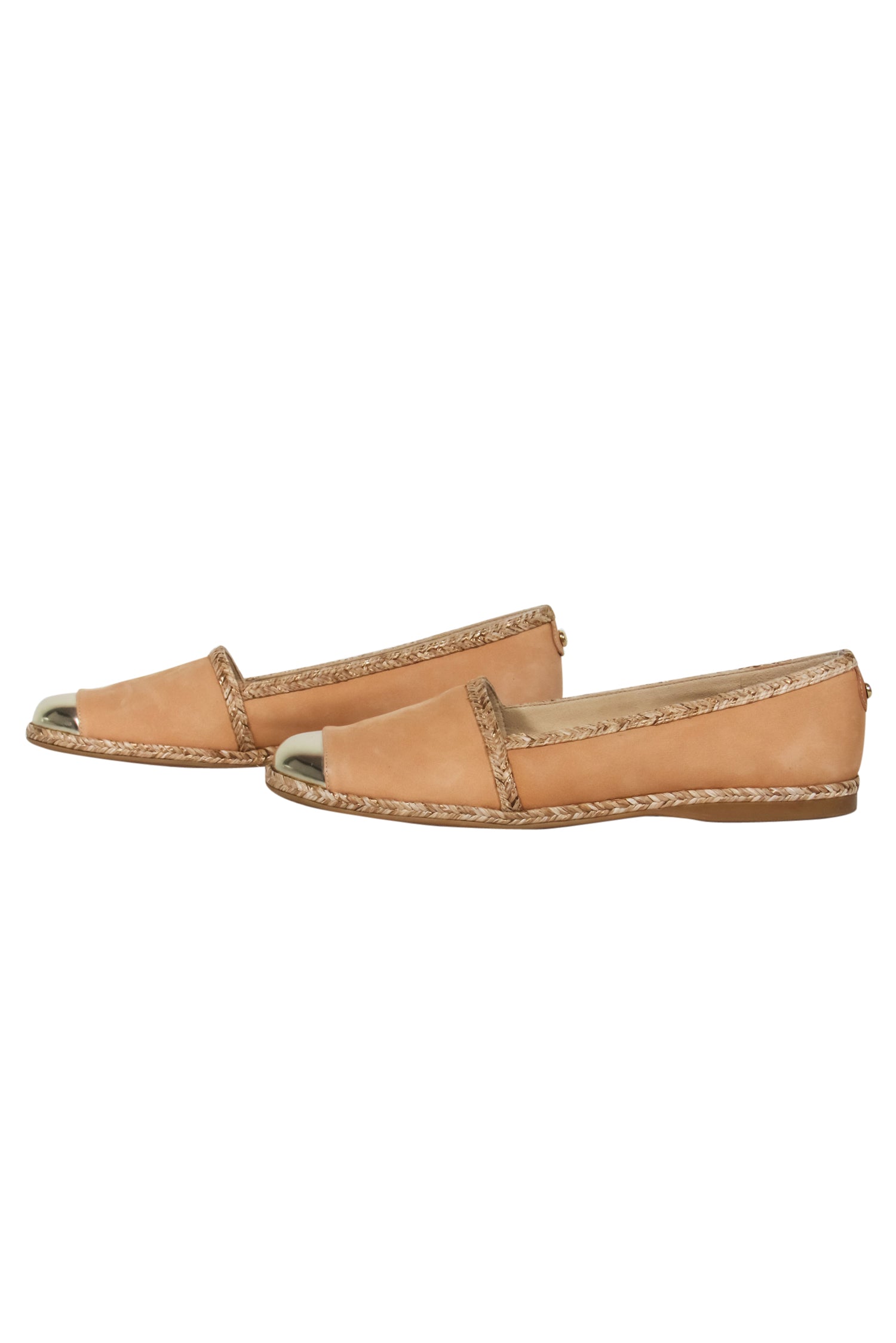 Stuart Weitzman Tan Suede Espadrille Flats: Shining Summer Style in Size 7