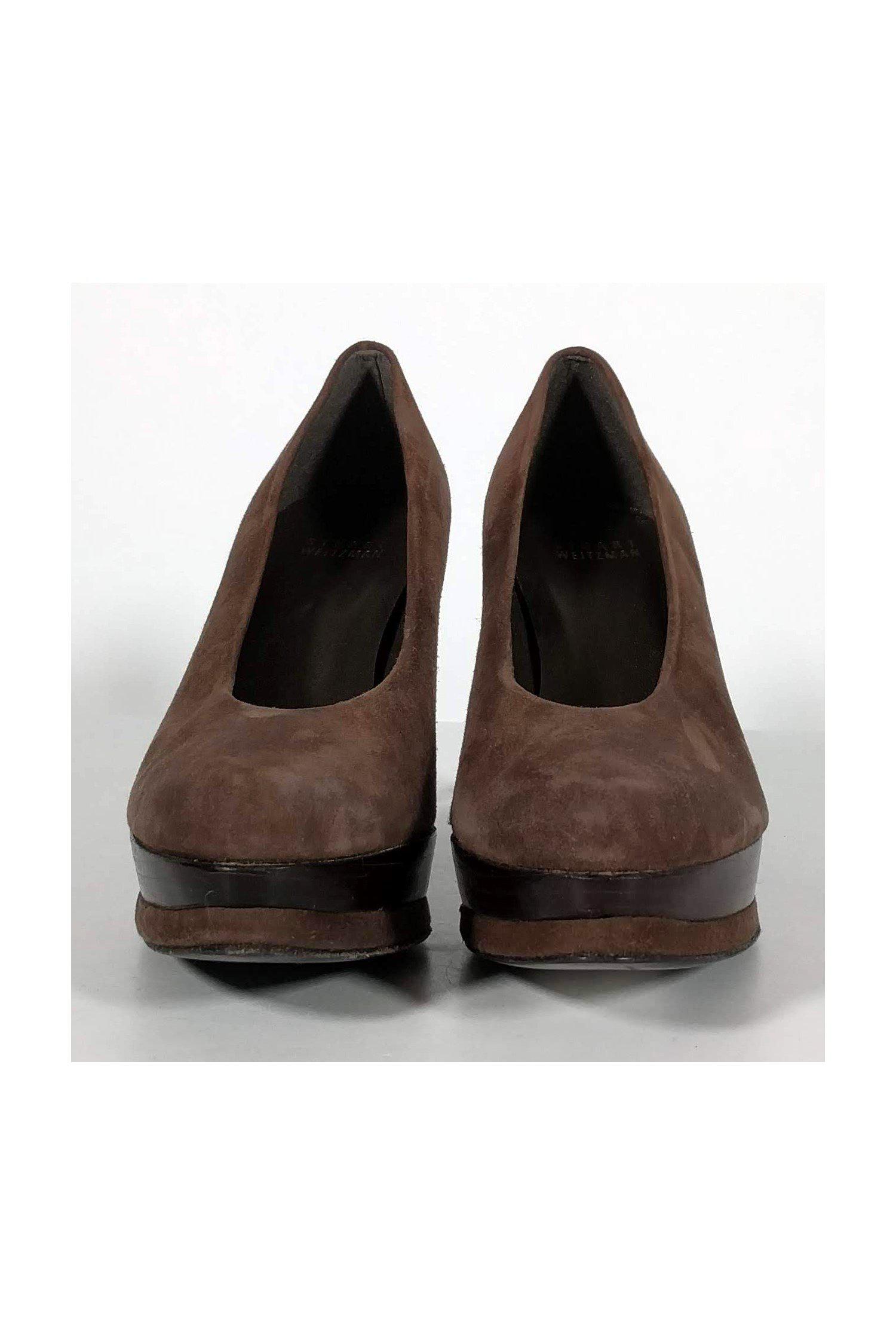 Stuart Weitzman's Irresistible Brown Suede Platform Pumps - Size 6
