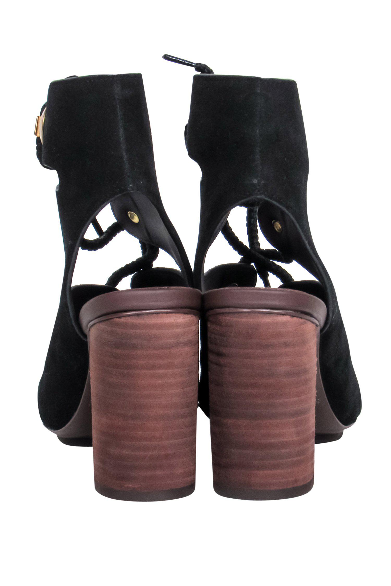 See by Chloe's Alluring Black Suede Lace - Up Pumps, Size 8.5