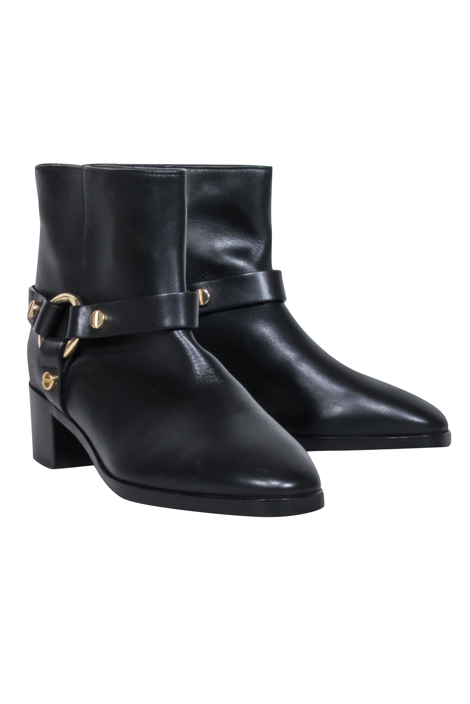 Stuart Weitzman Black Leather Ankle Detail Short Boots - Size 8.5: Unleash Your Edgy Style!