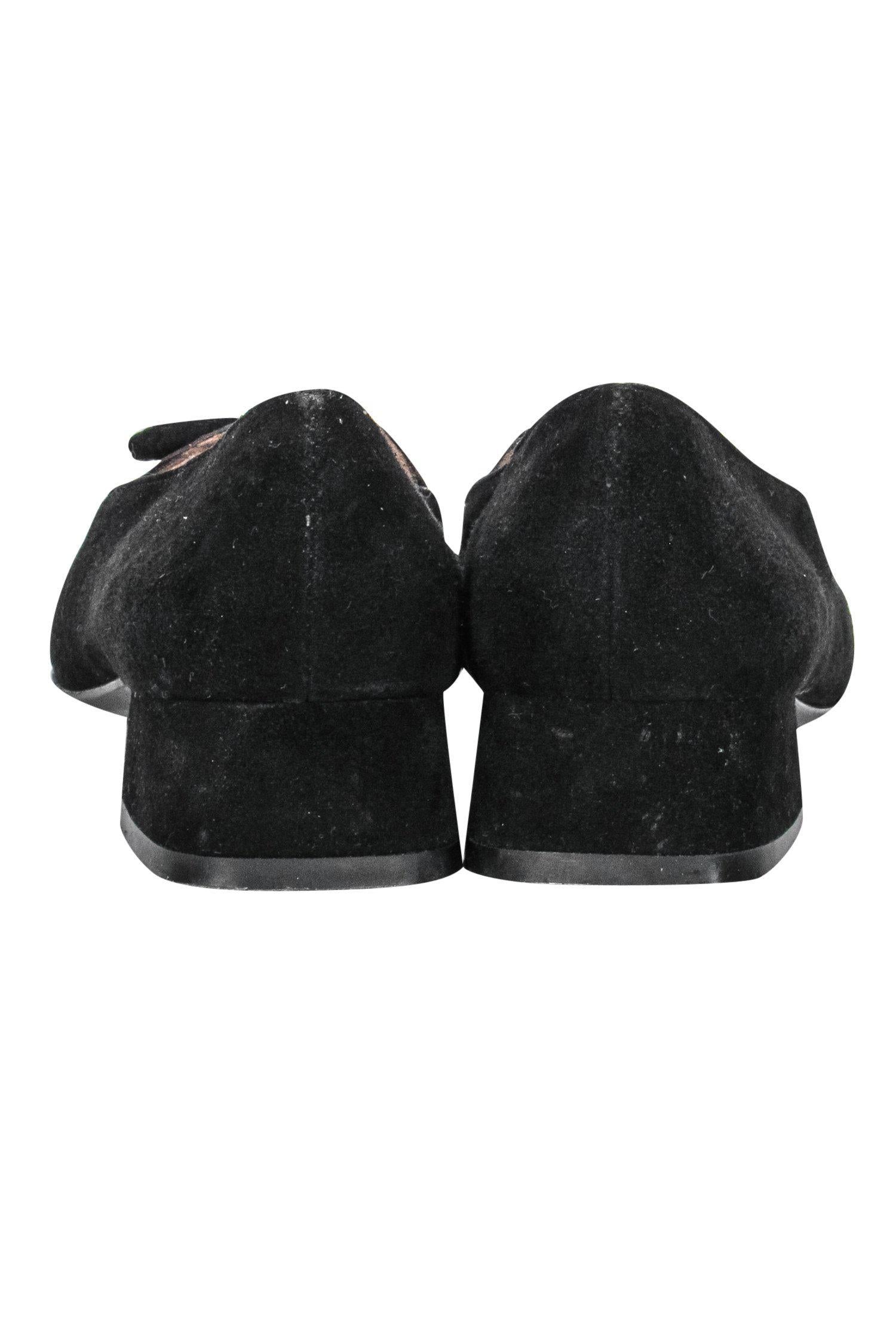 Ferragamo Black & Brown Suede Loafers - Size 6.5: Timeless Office Style